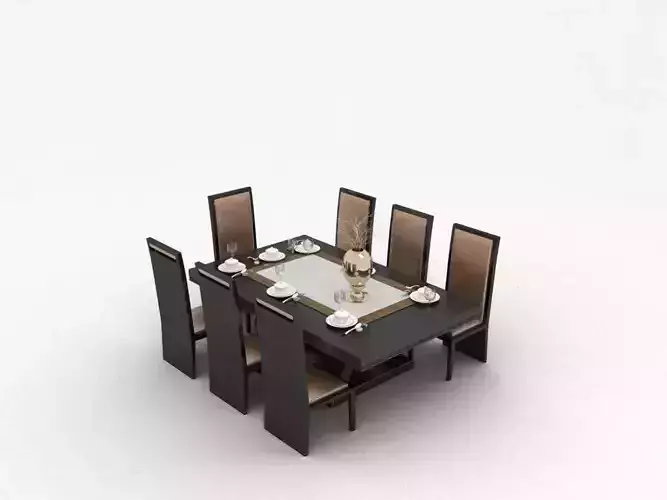 table dining with six chairs