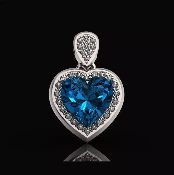 heart pendant with diamonds 410 3D print model