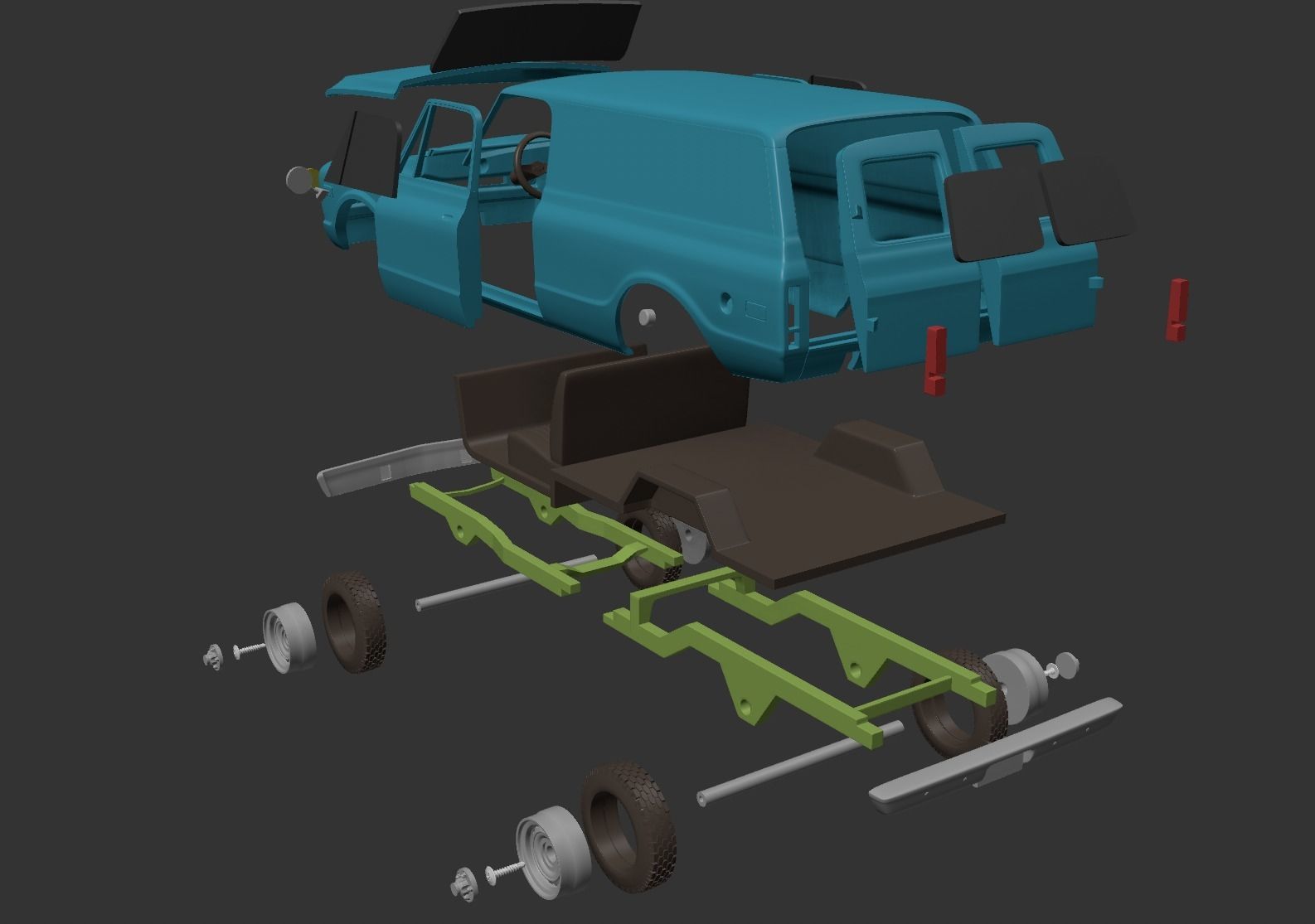 CHEVY C10 PANEL TRUCK 1968 3D print model_9