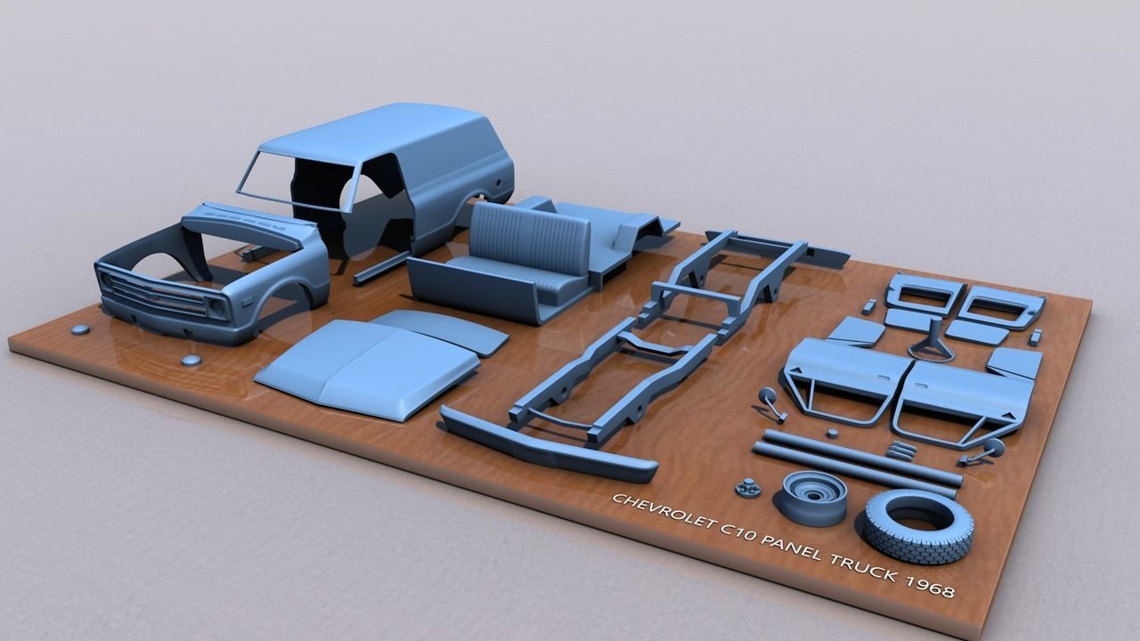 CHEVY C10 PANEL TRUCK 1968 3D print model_3