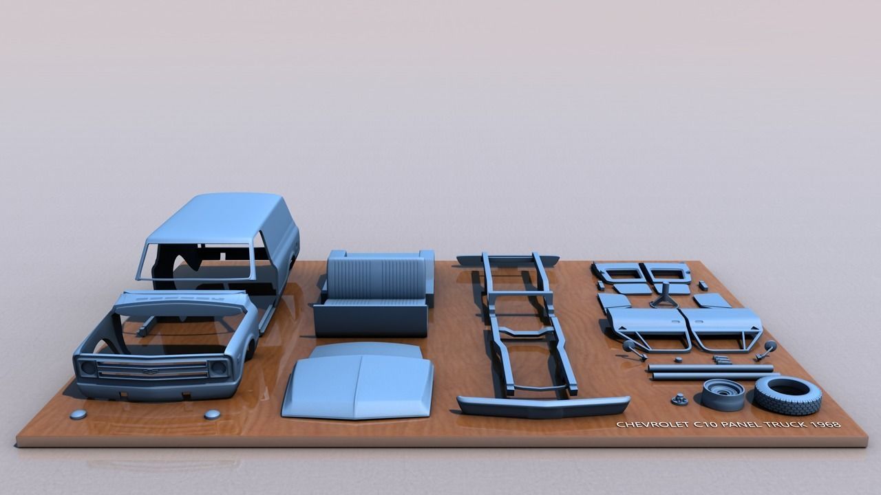 CHEVY C10 PANEL TRUCK 1968 3D print model_5