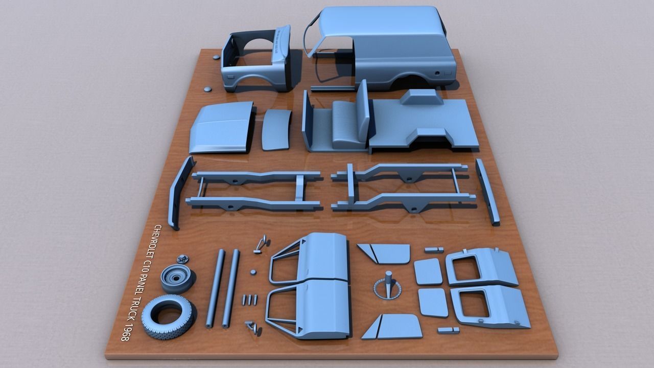 CHEVY C10 PANEL TRUCK 1968 3D print model_6