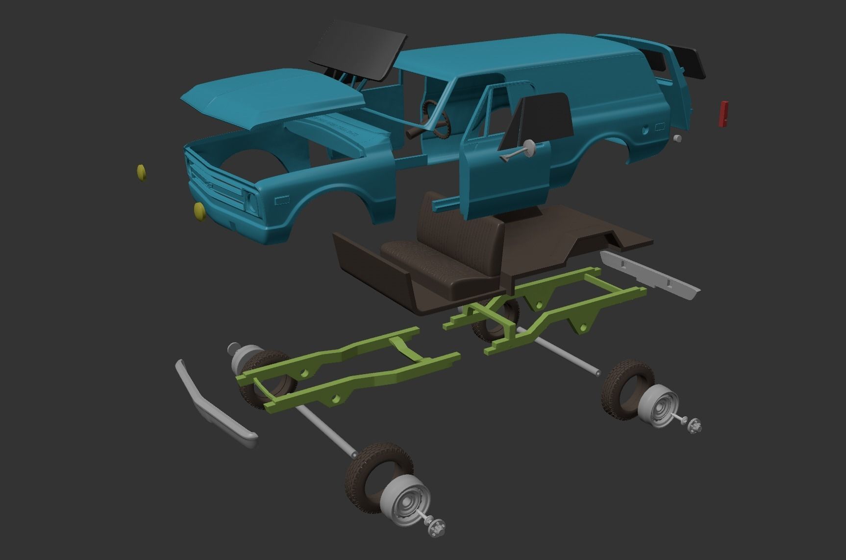 CHEVY C10 PANEL TRUCK 1968 3D print model_8