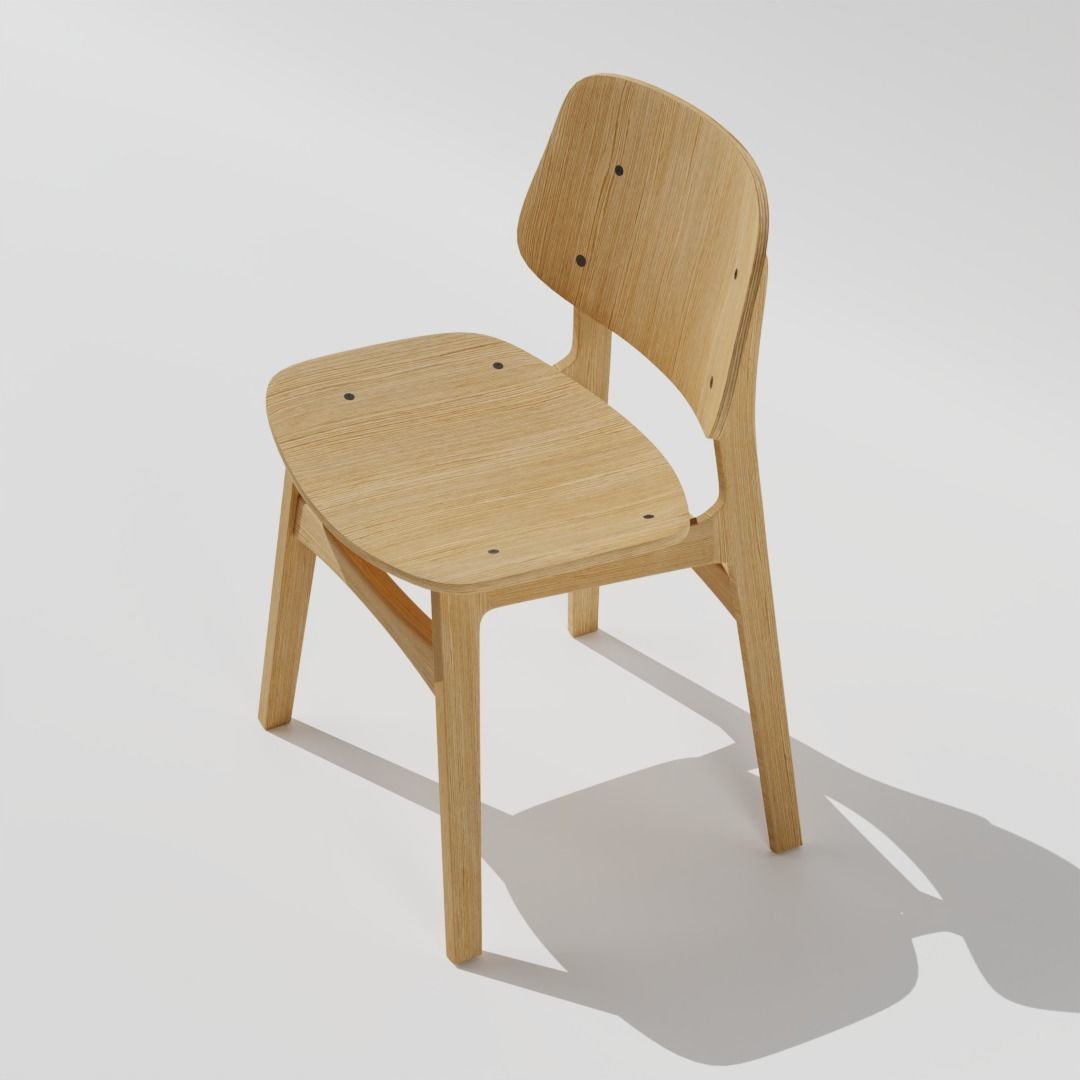 Wooden school chair Free 3D model_1