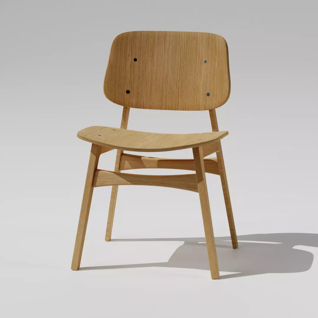 Wooden school chair Free 3D model_0