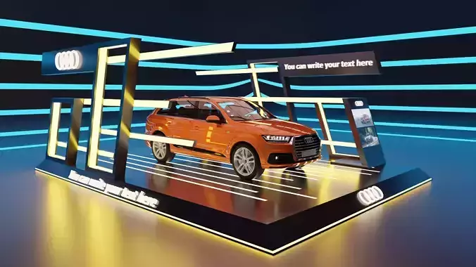 Audi Car Exposition - Showroom Render Scene 3D Model Low-poly 3D model