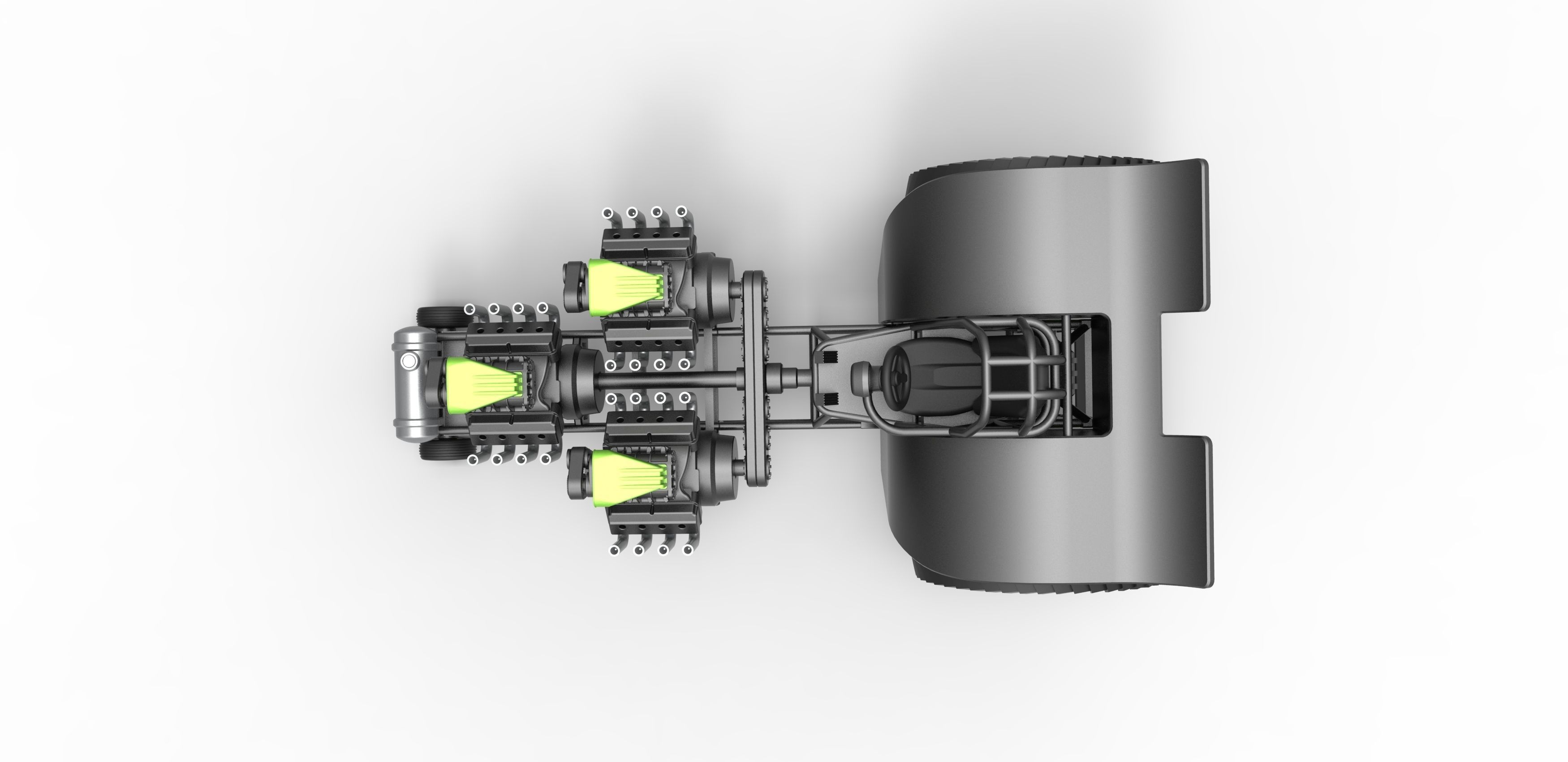 Pulling tractor 3 engines V8 Version 3 Scale 1 to 25 3D print model_10