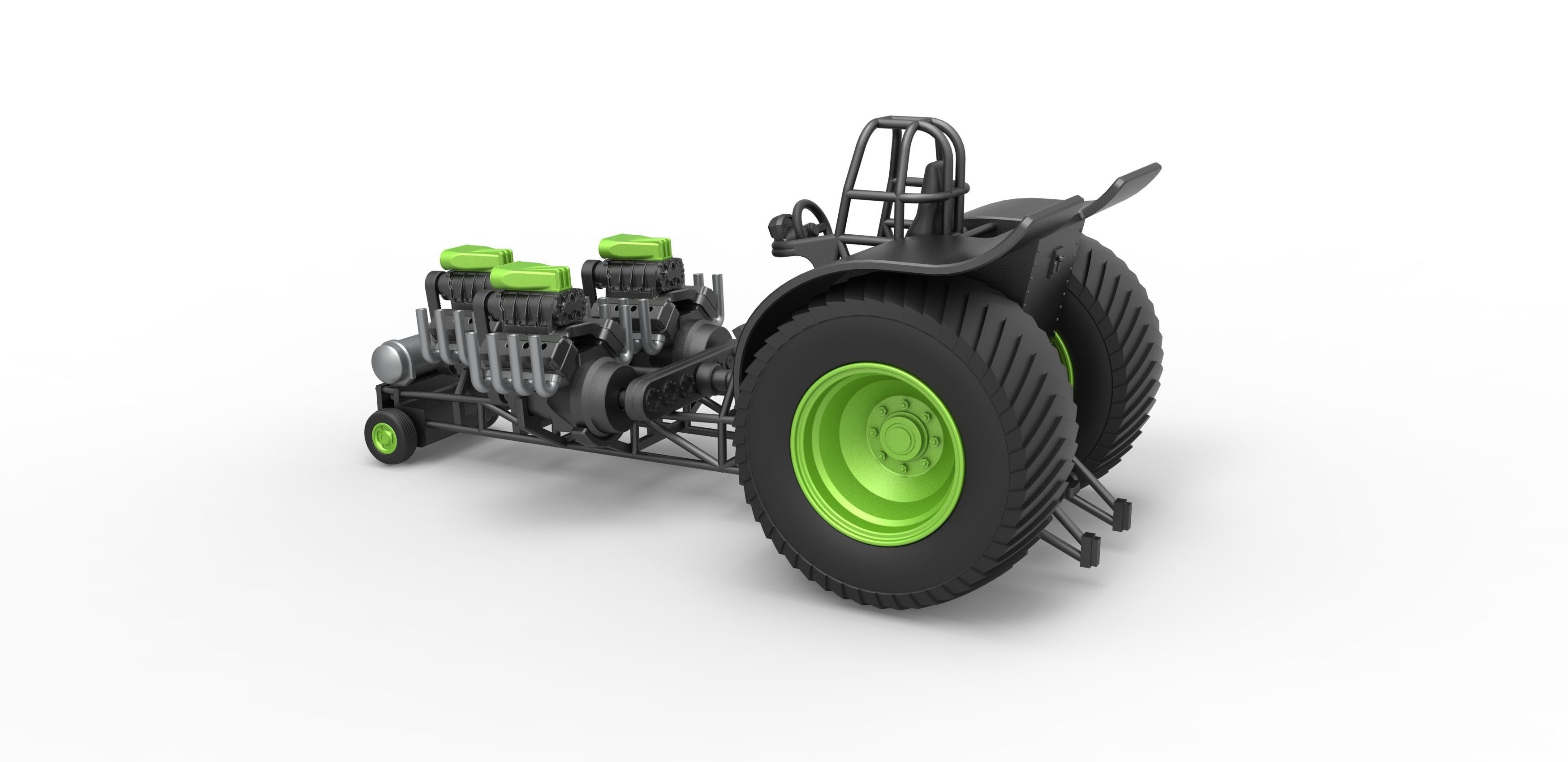 Pulling tractor 3 engines V8 Version 3 Scale 1 to 25 3D print model_11