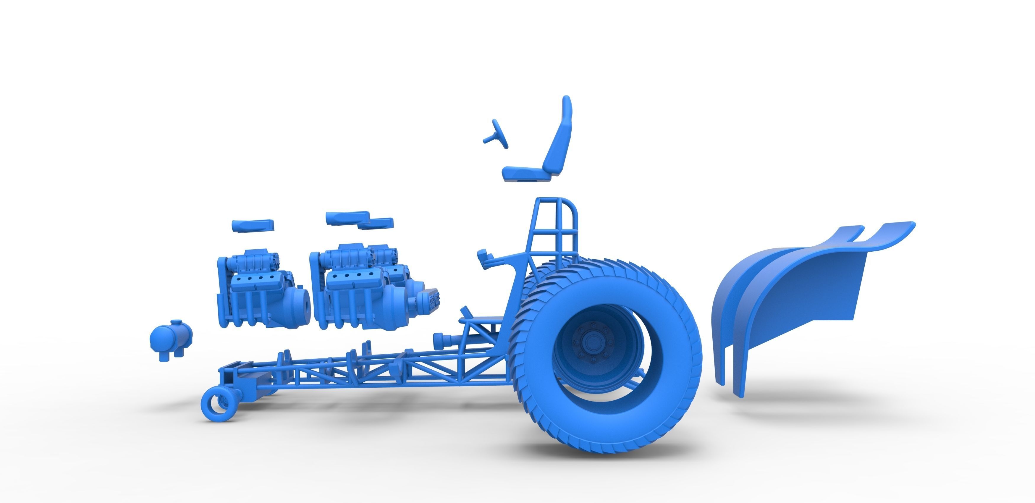 Pulling tractor 3 engines V8 Version 3 Scale 1 to 25 3D print model_33