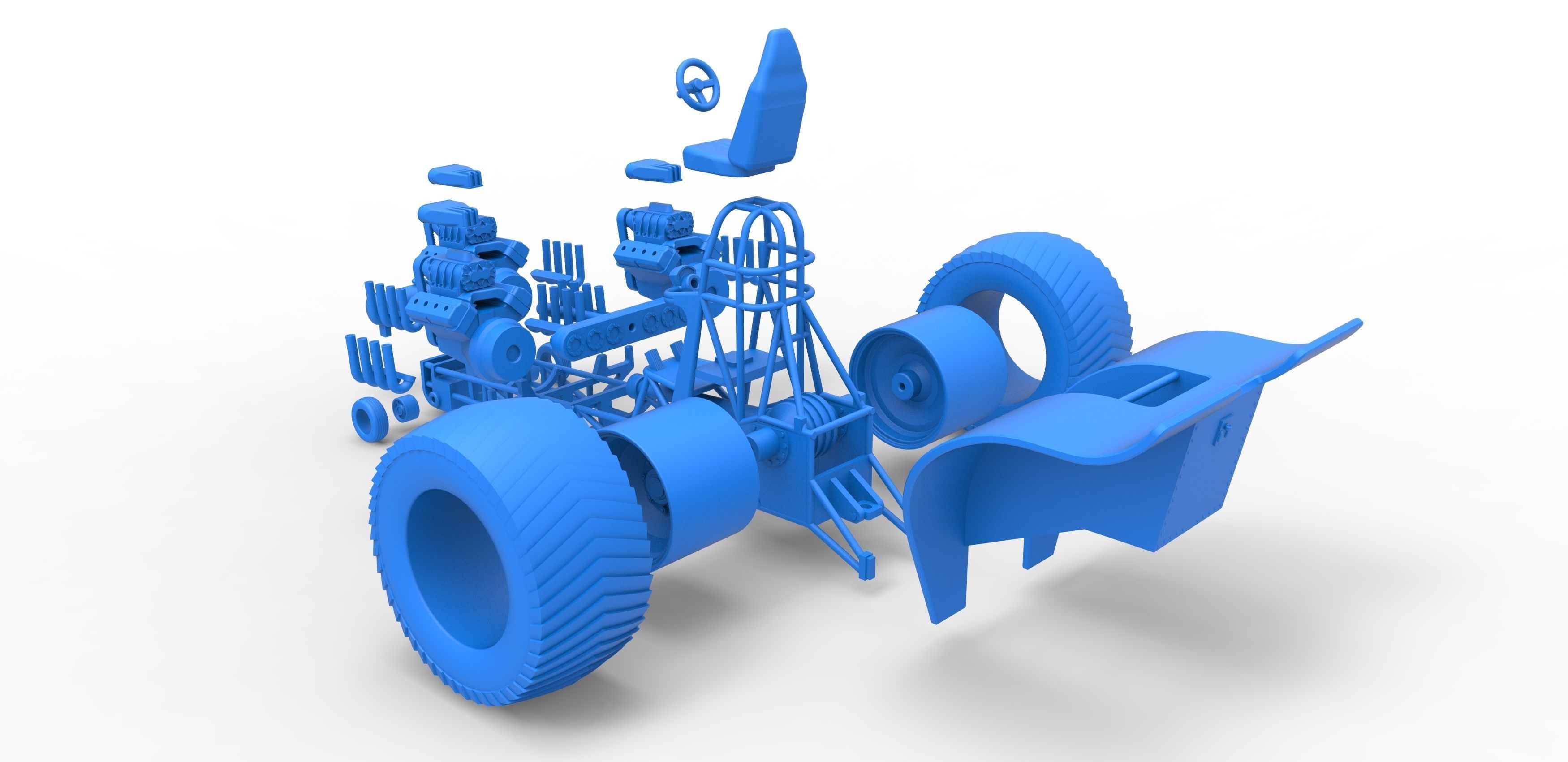Pulling tractor 3 engines V8 Version 3 Scale 1 to 25 3D print model_35