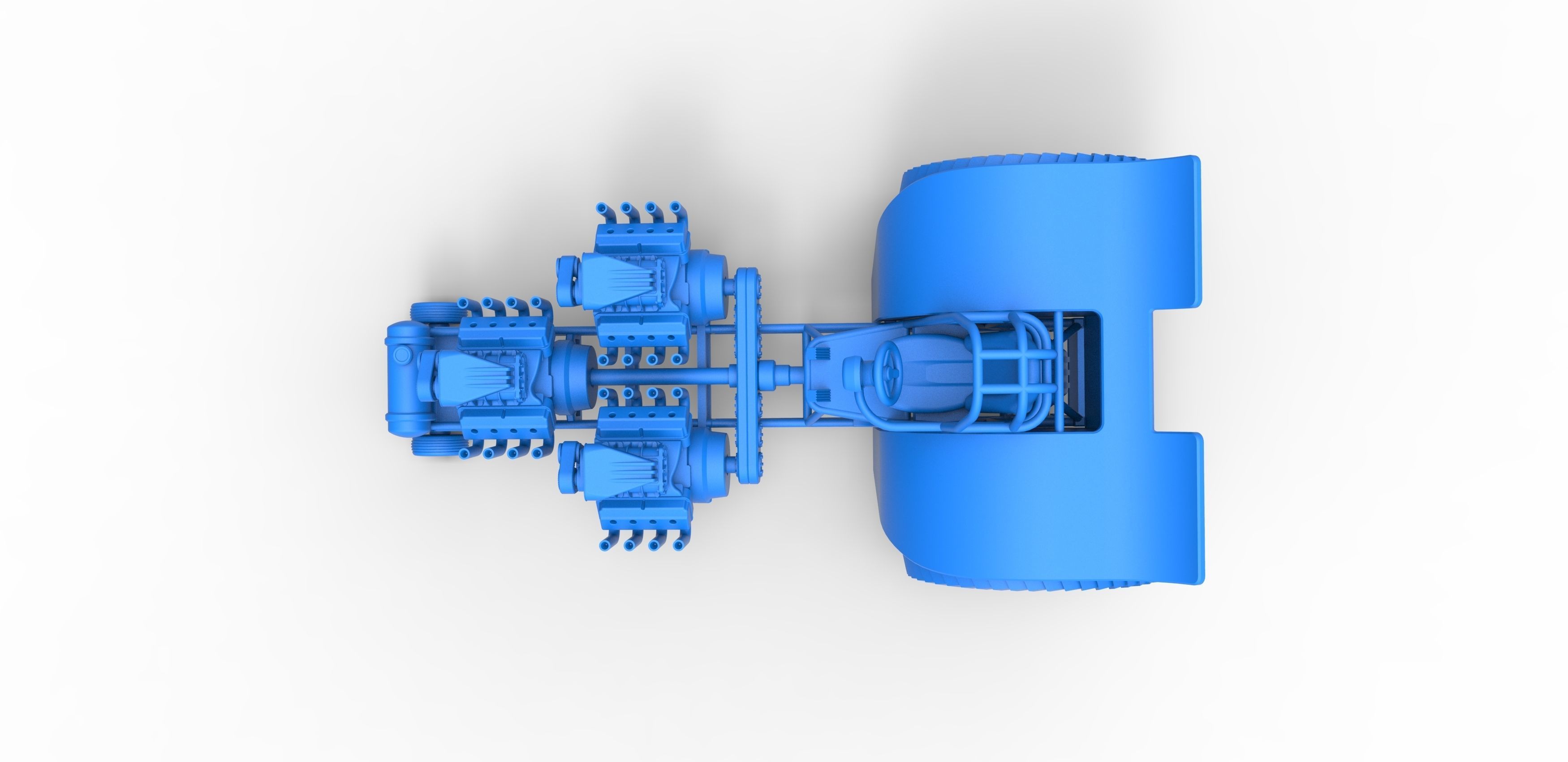 Pulling tractor 3 engines V8 Version 3 Scale 1 to 25 3D print model_24