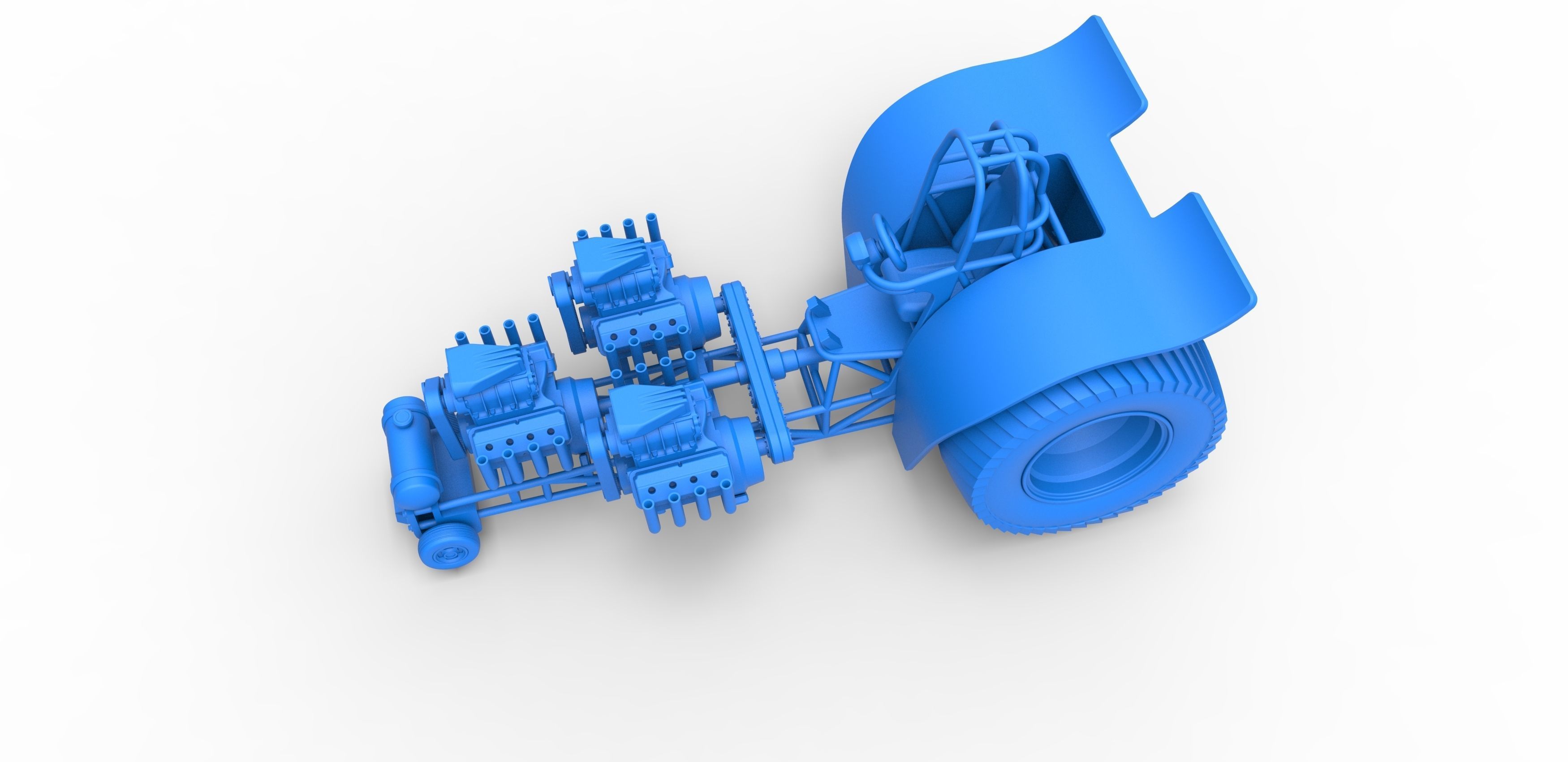 Pulling tractor 3 engines V8 Version 3 Scale 1 to 25 3D print model_17