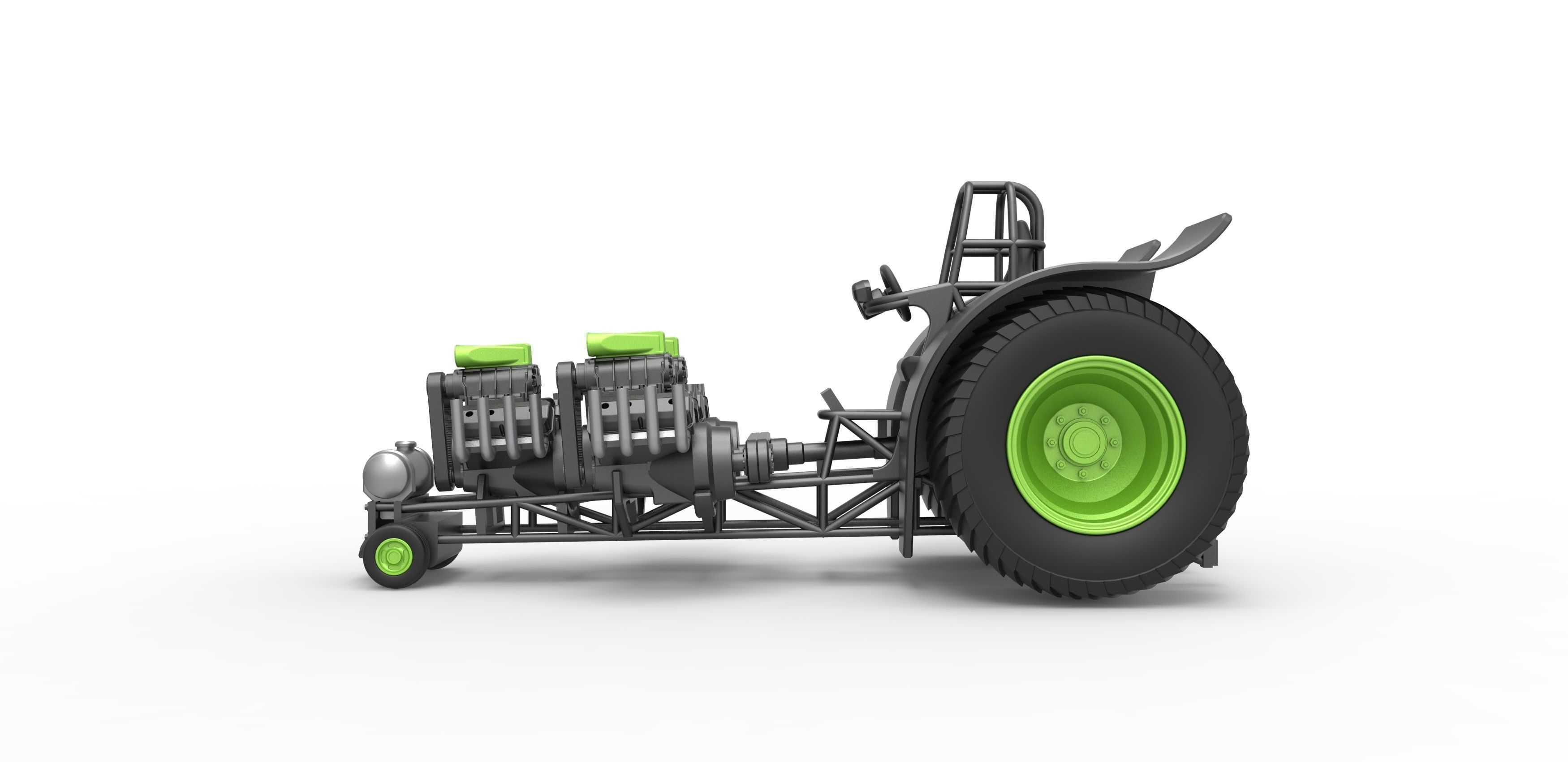 Pulling tractor 3 engines V8 Version 3 Scale 1 to 25 3D print model_8
