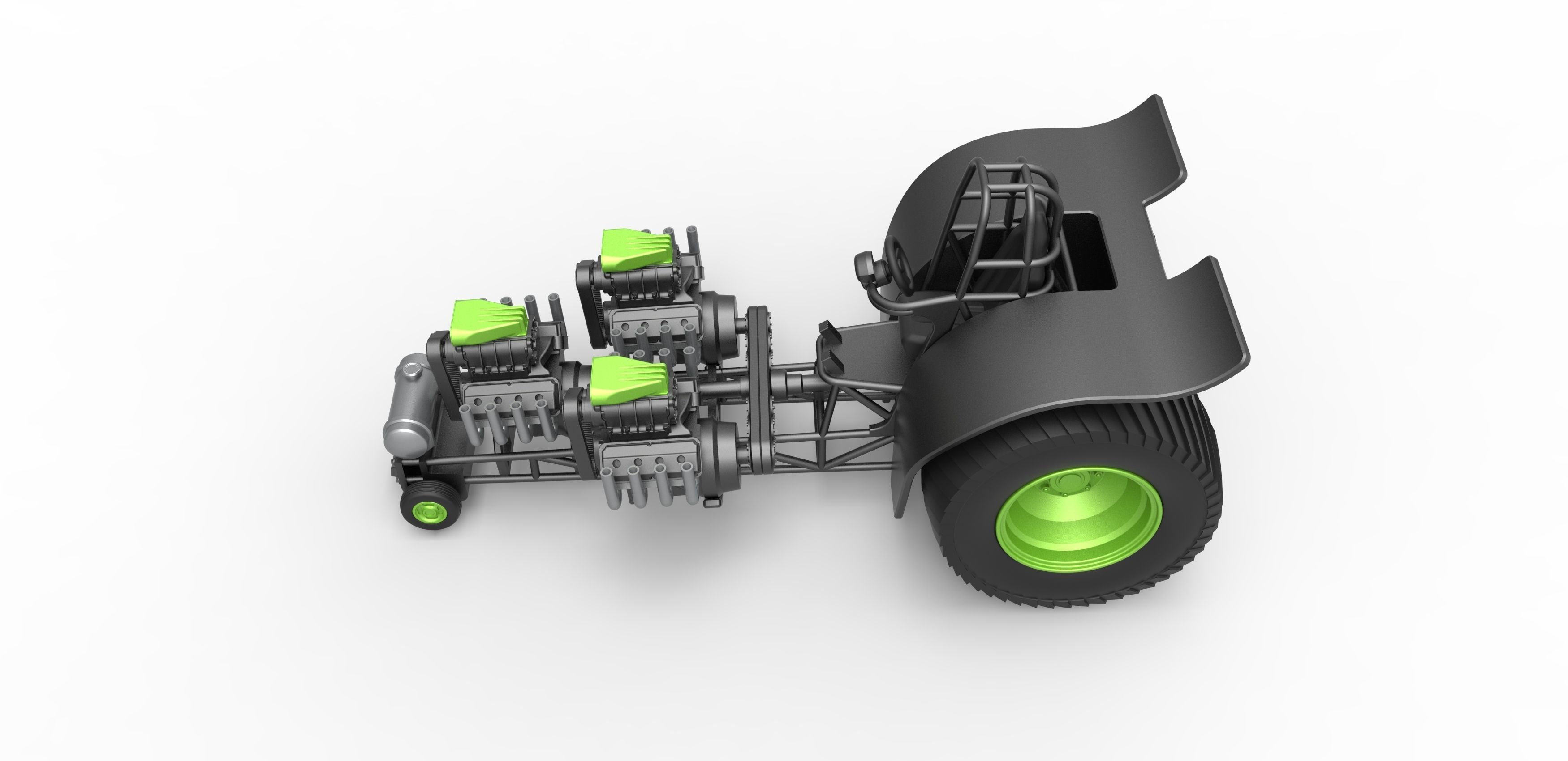 Pulling tractor 3 engines V8 Version 3 Scale 1 to 25 3D print model_9