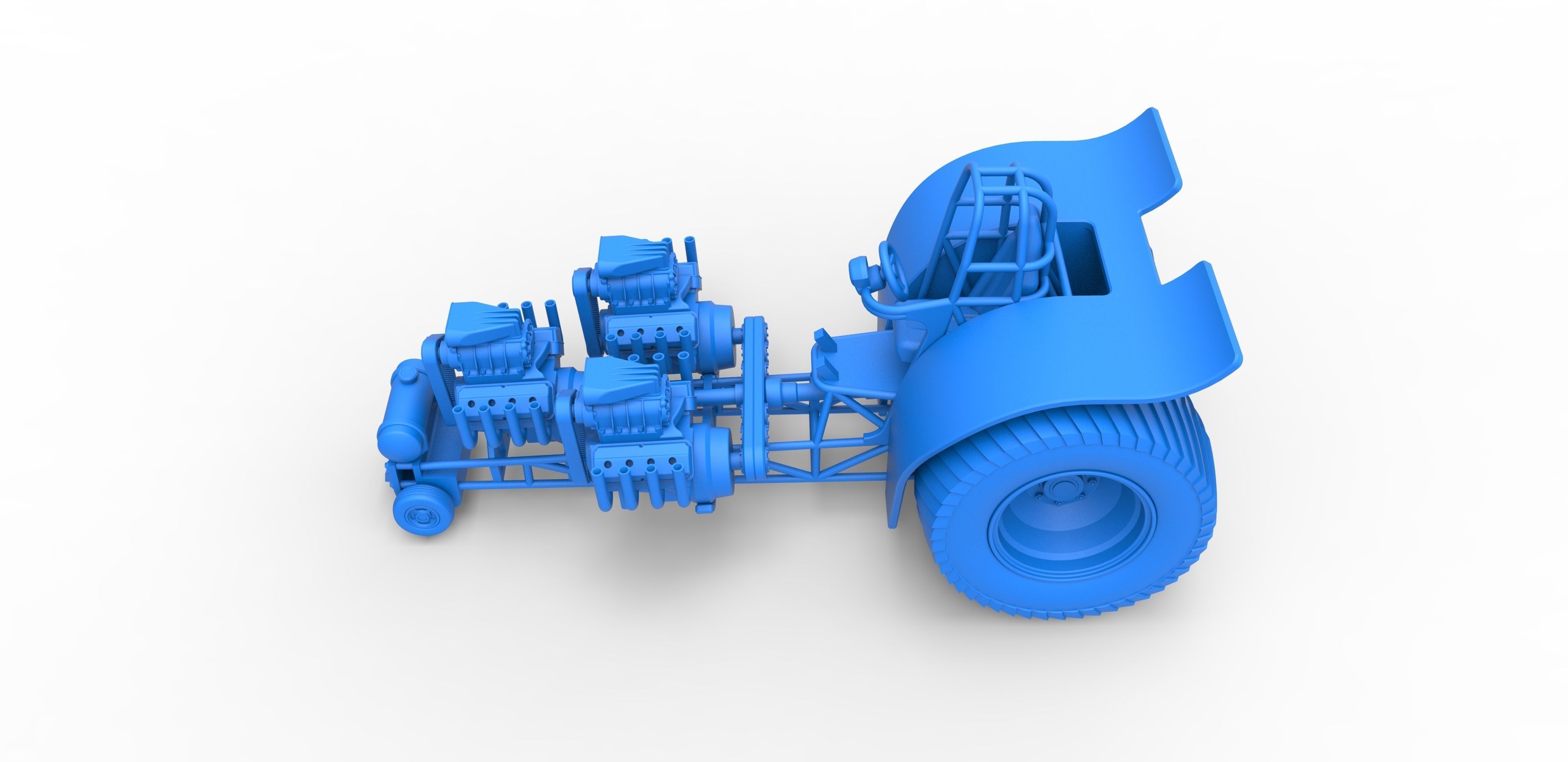 Pulling tractor 3 engines V8 Version 3 Scale 1 to 25 3D print model_23
