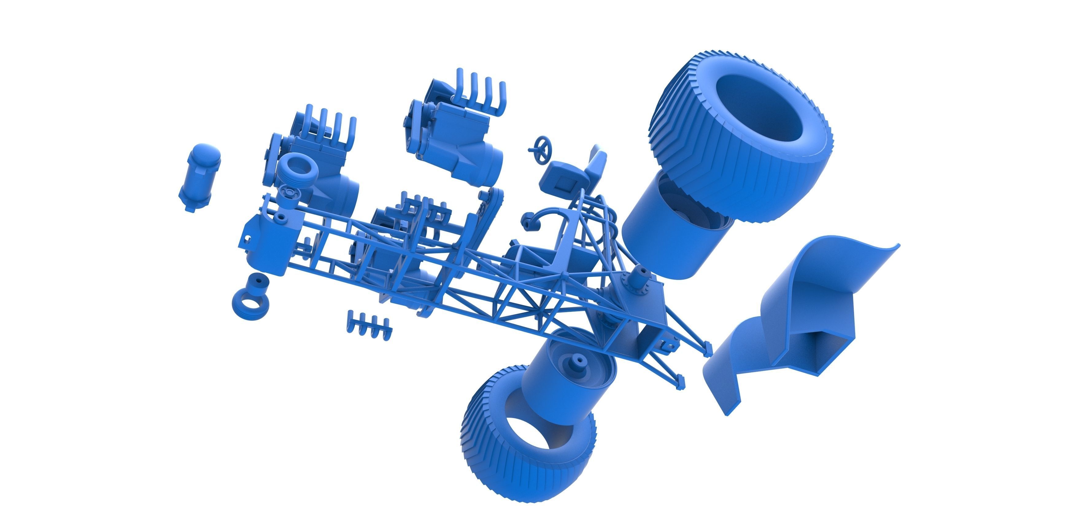 Pulling tractor 3 engines V8 Version 3 Scale 1 to 25 3D print model_31