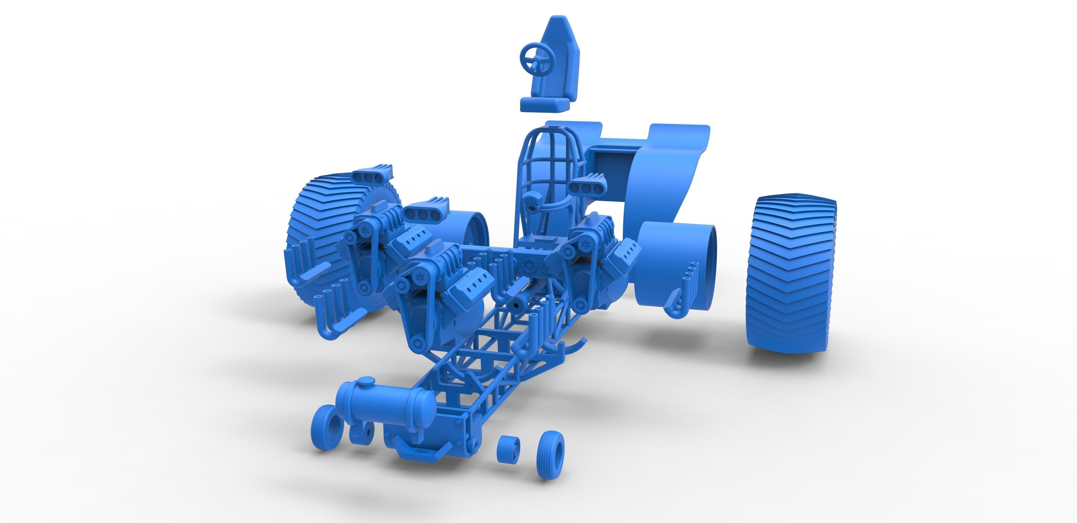 Pulling tractor 3 engines V8 Version 3 Scale 1 to 25 3D print model_32