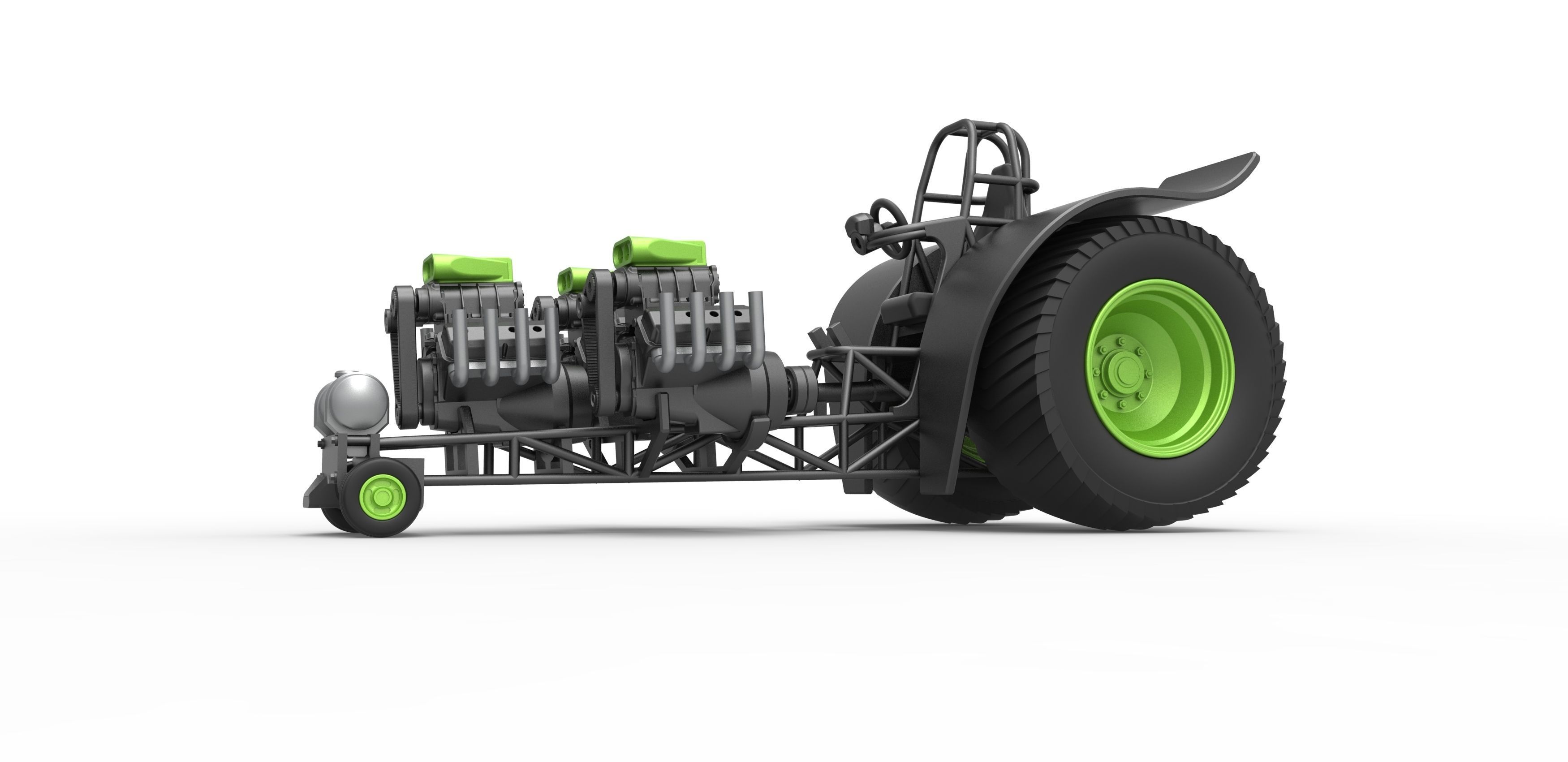 Pulling tractor 3 engines V8 Version 3 Scale 1 to 25 3D print model_2