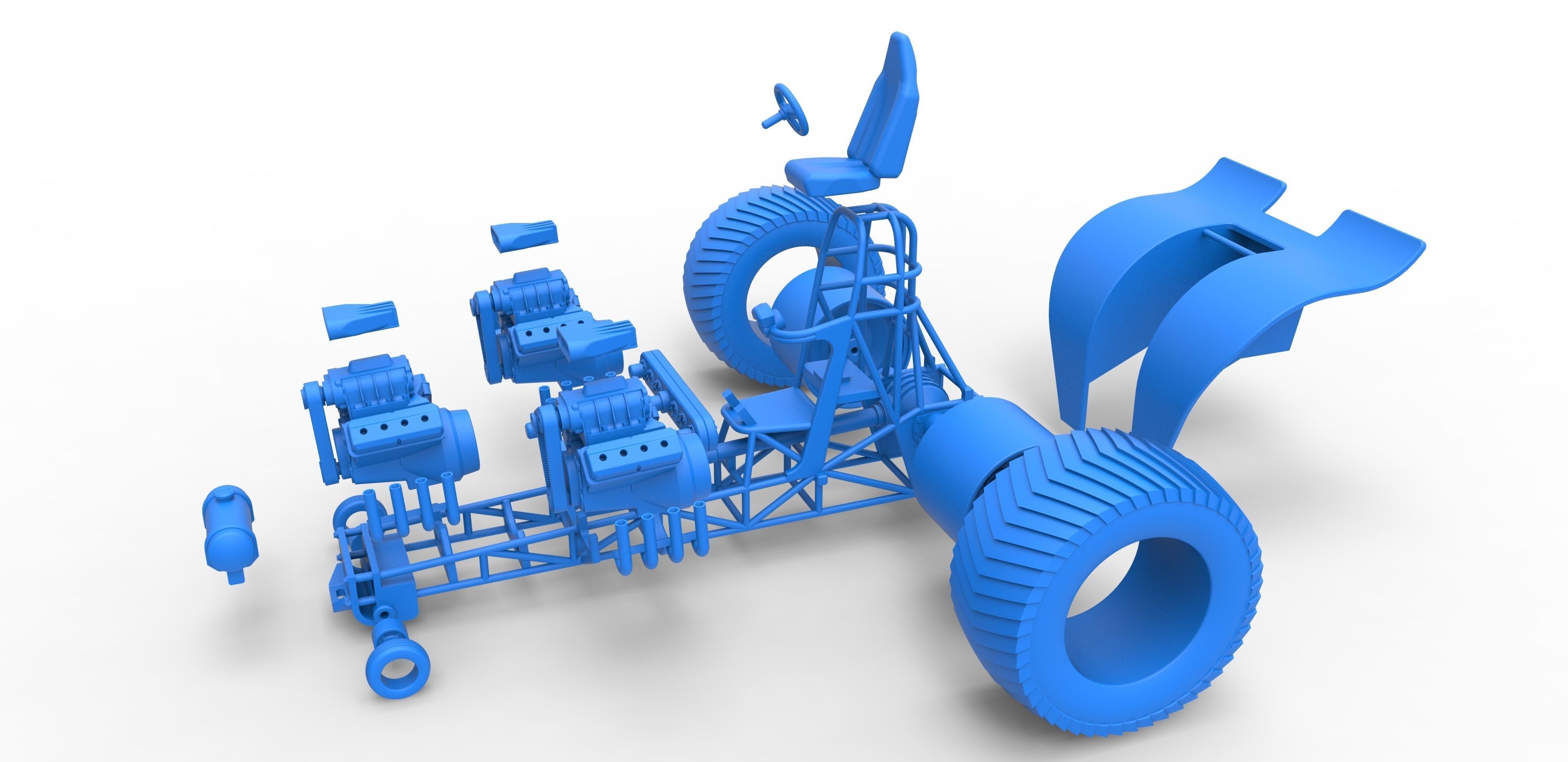 Pulling tractor 3 engines V8 Version 3 Scale 1 to 25 3D print model_29