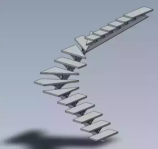 Stairs staircase made of metal and wood 3D model