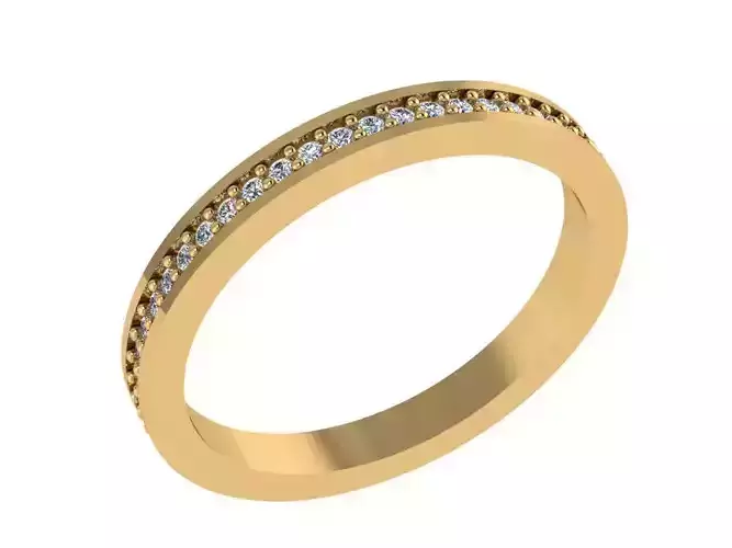 Ring333 gold wedding band with diamonds 3D print model