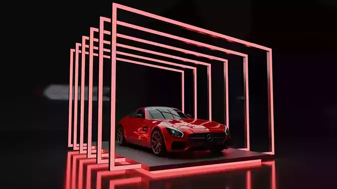 Car Exposition - Showroom Render Scene 3D Model Low-poly 3D model