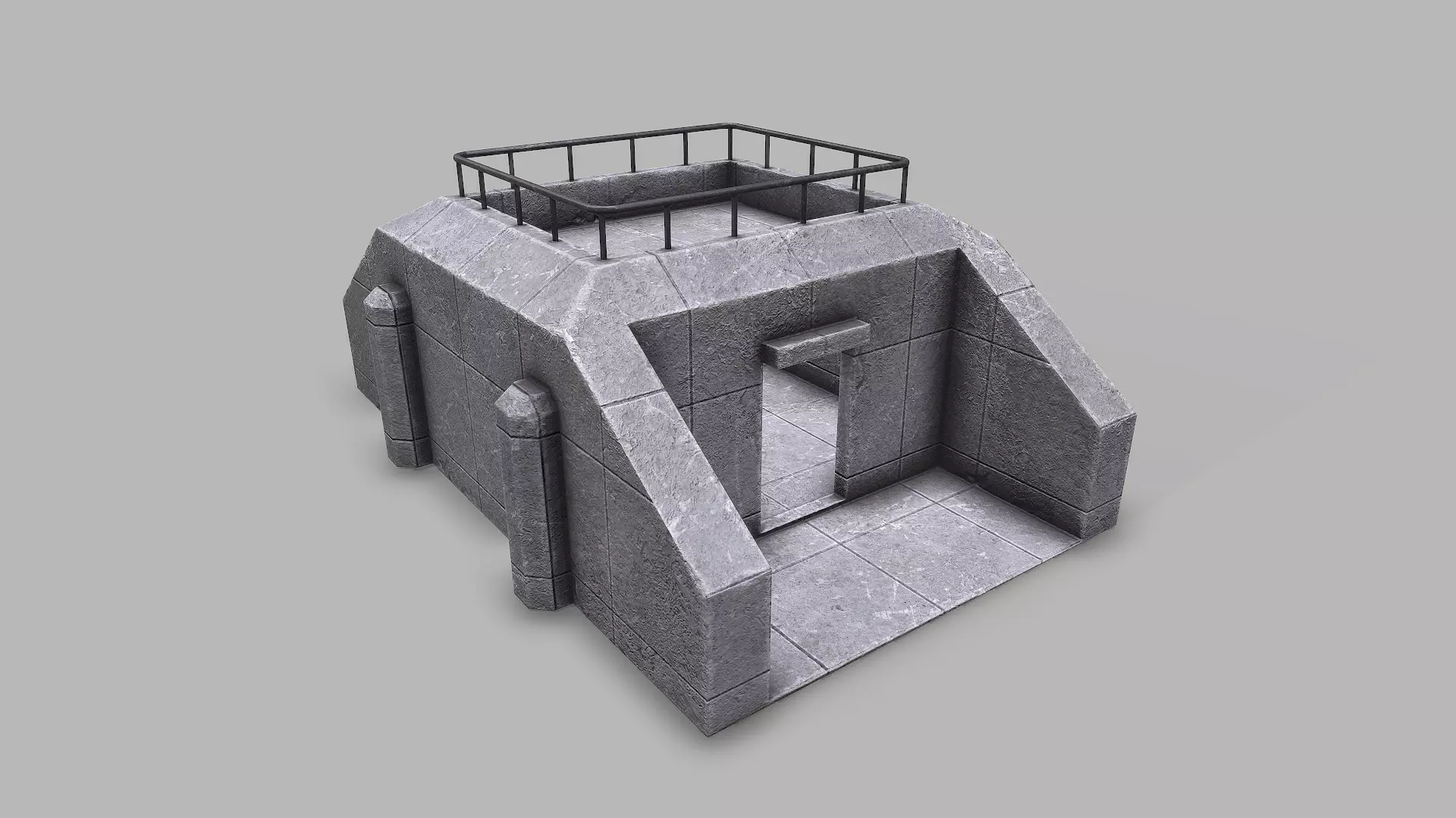 Military Bunker  Low-poly 3D model_0
