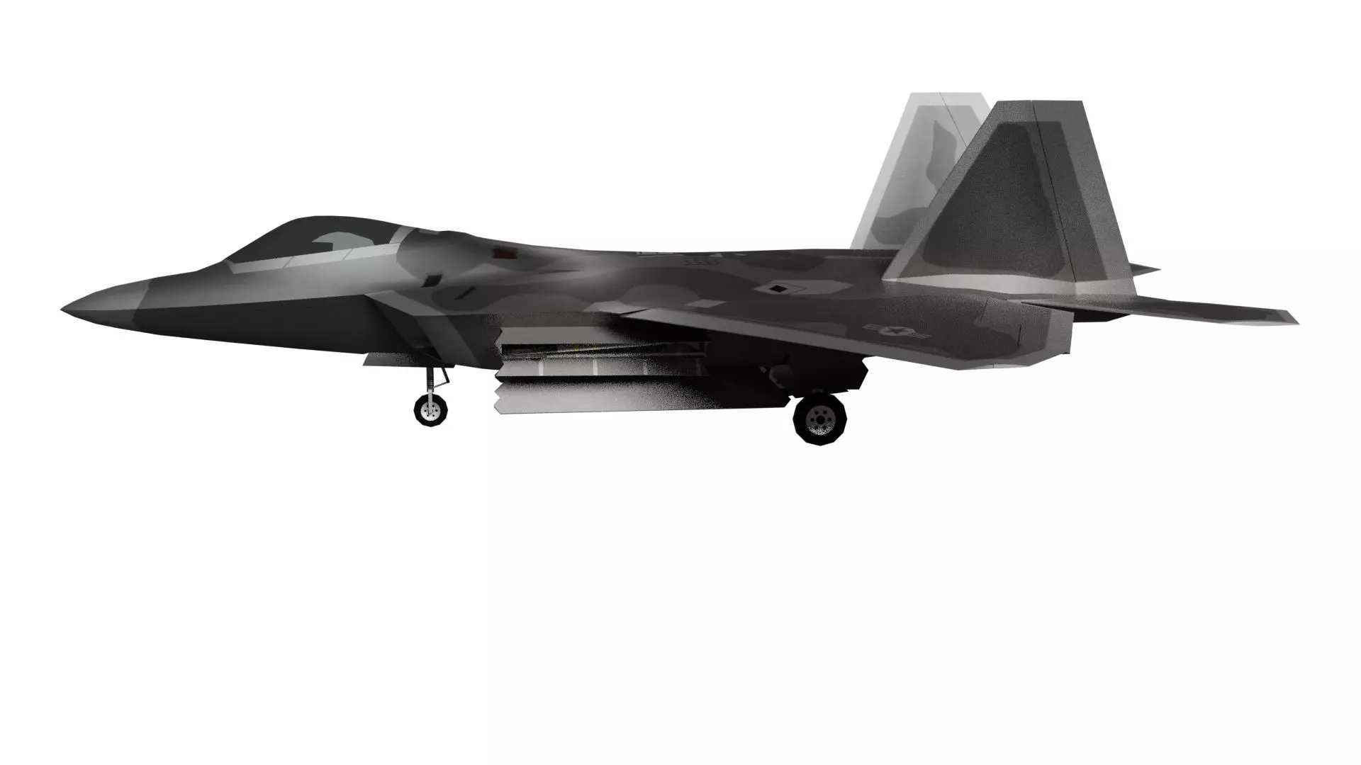 USA FF-22A Raptor Stealth Fighter Jet Low-poly 3D model