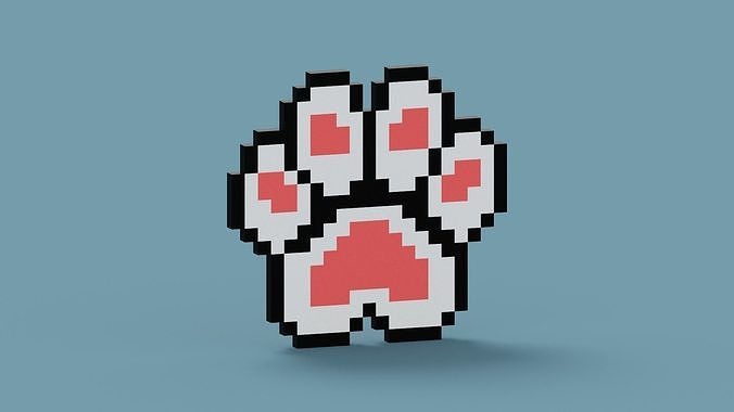 Pixel Cat Paw Low-poly 3D model