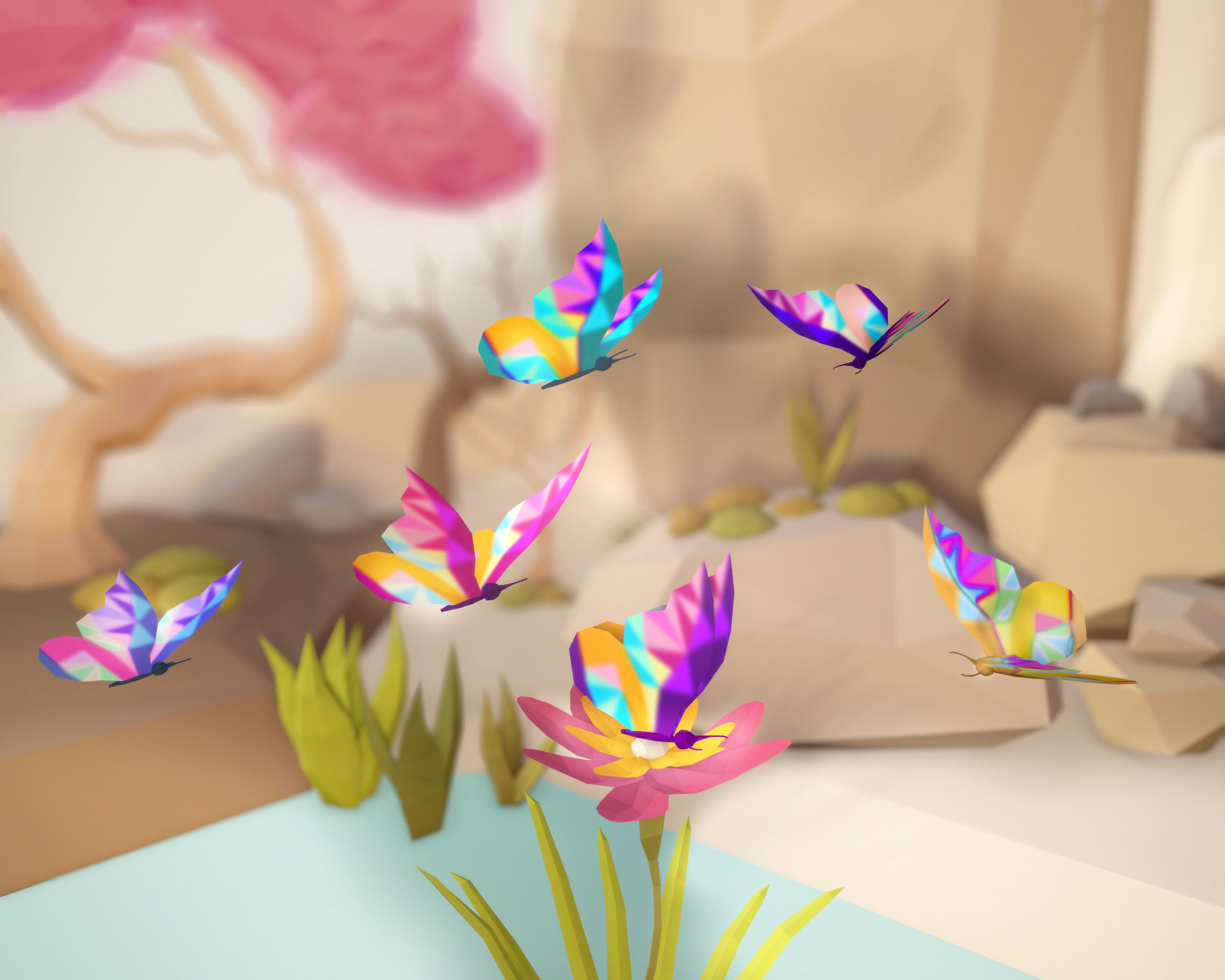  Cartoon Butterfly Collection -LOW POLY Low-poly 3D model_4