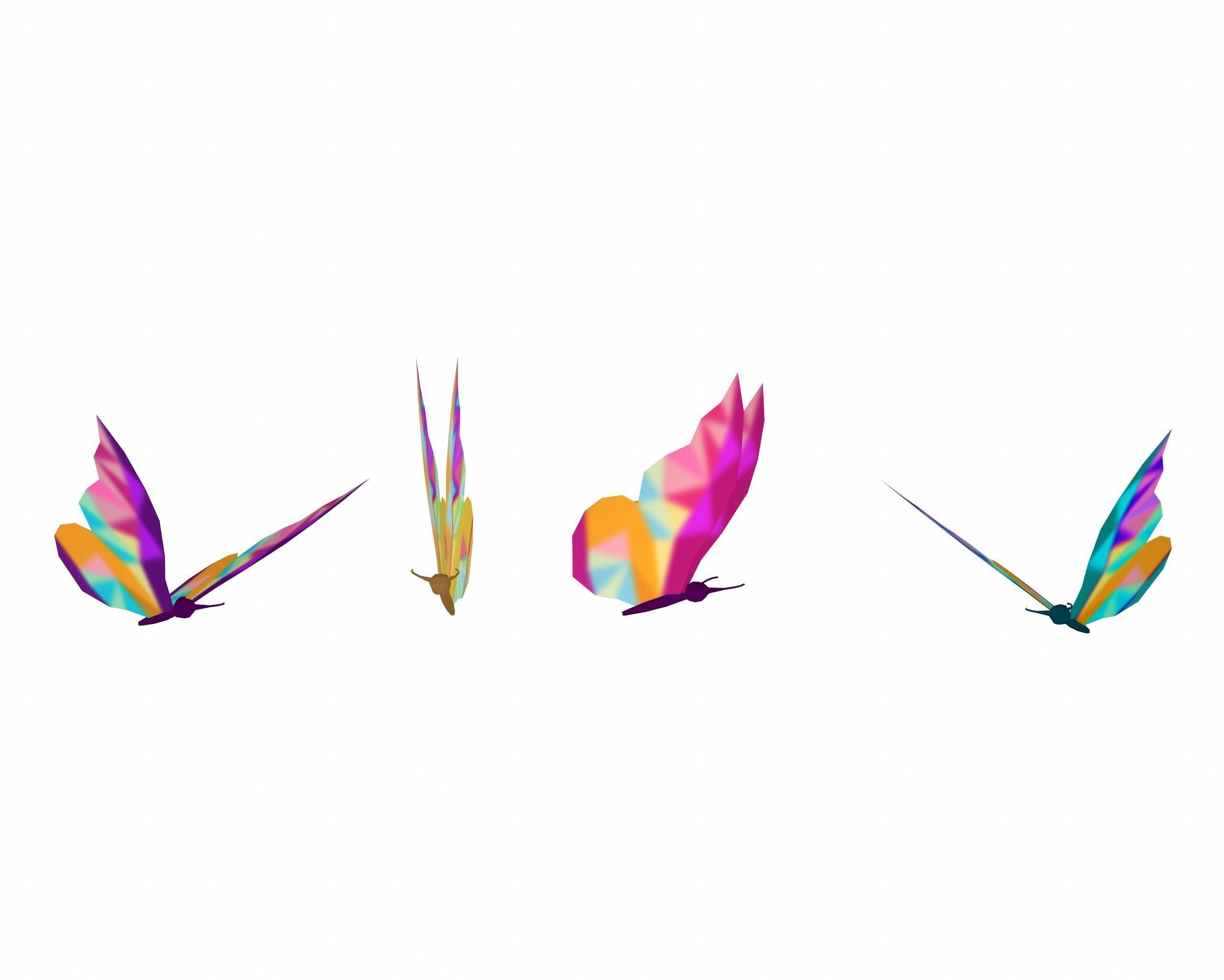  Cartoon Butterfly Collection -LOW POLY Low-poly 3D model_3