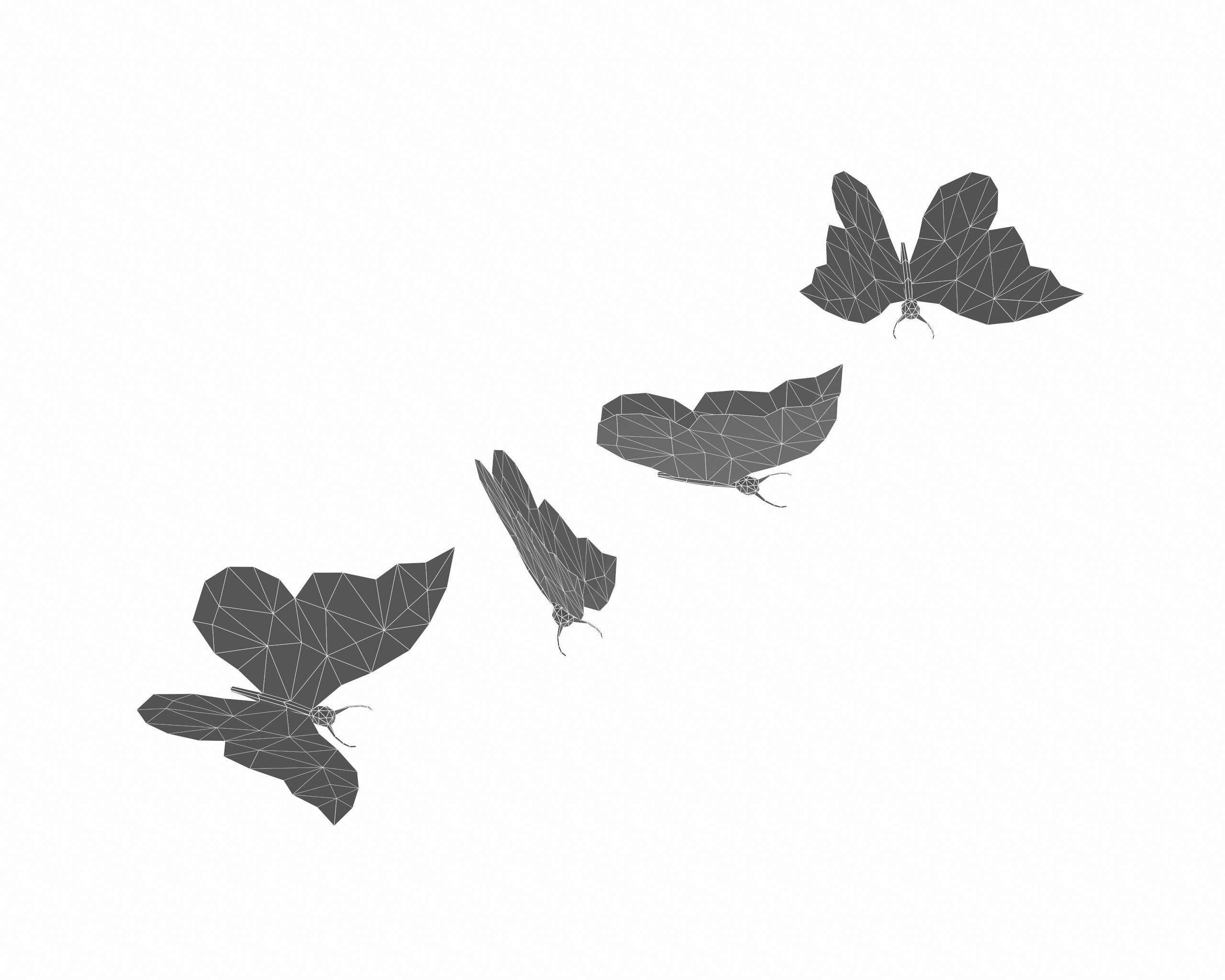 Cartoon Butterfly Collection -LOW POLY Low-poly 3D model_9