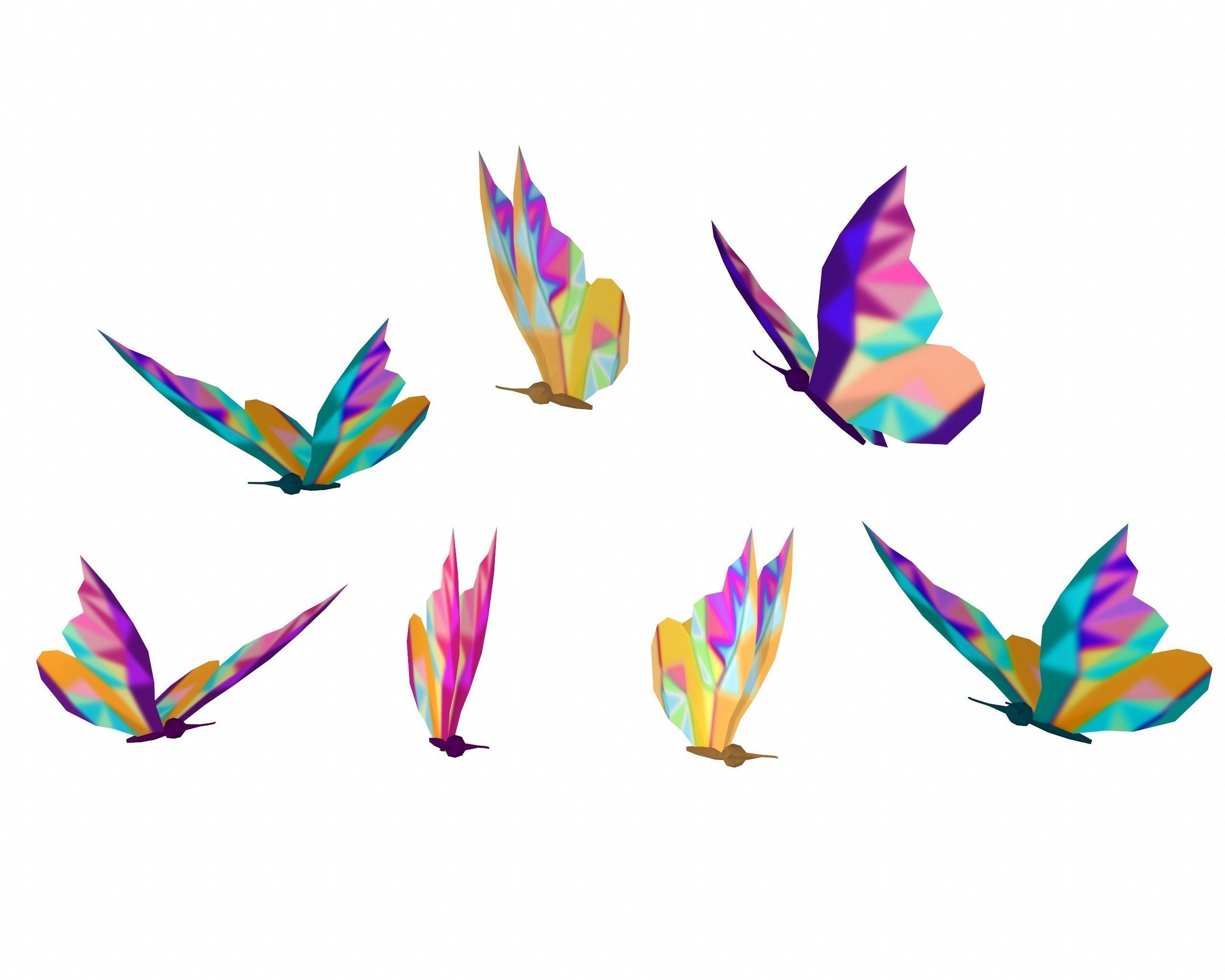  Cartoon Butterfly Collection -LOW POLY Low-poly 3D model_2