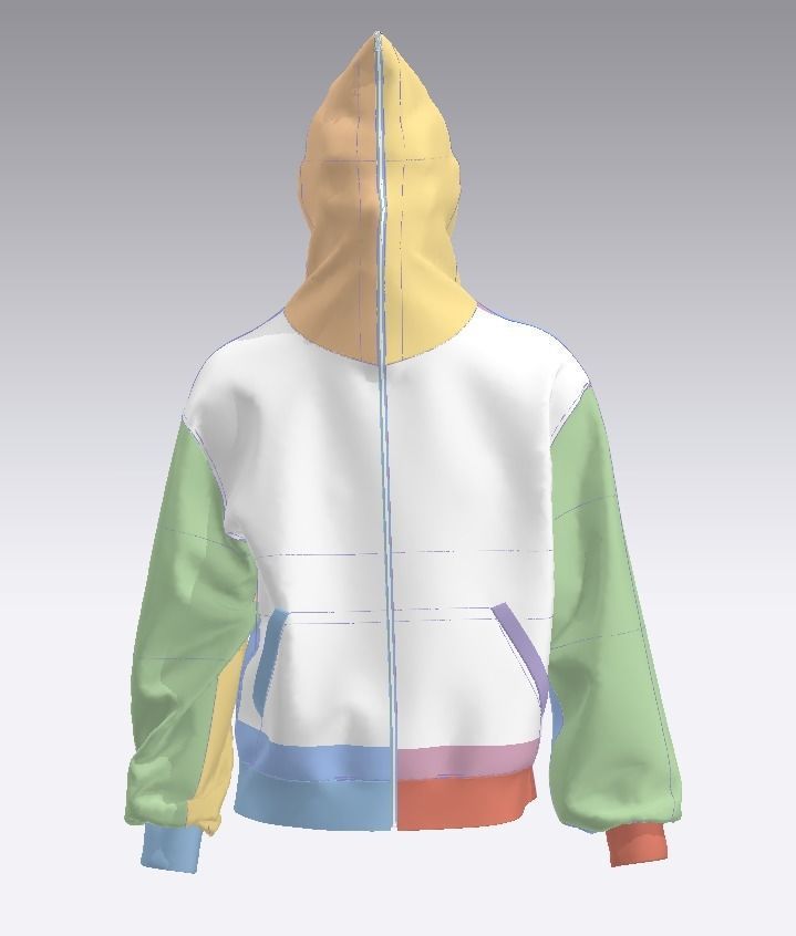 Full zip hoodie model 3D model_3