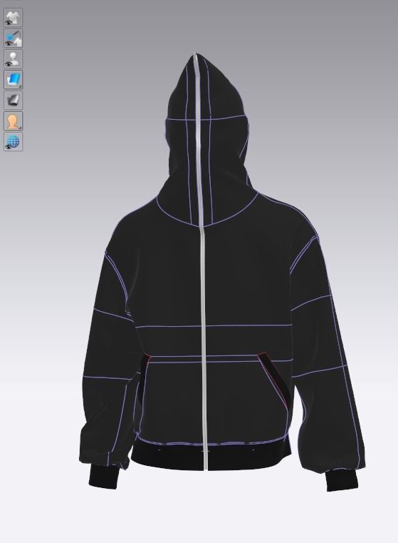 Full zip hoodie model 3D model_2
