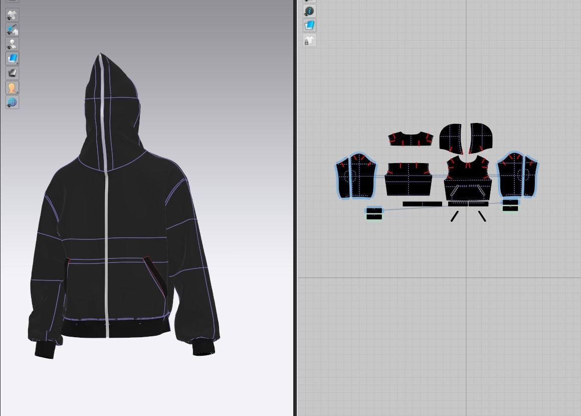Full zip hoodie model 3D model_1