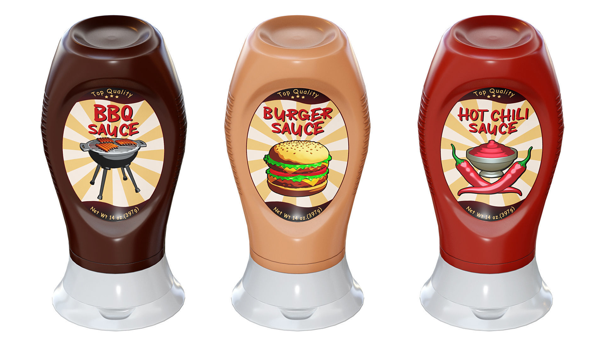 Cartoon Sauce Bottles Game Ready Low-poly 3D model_6