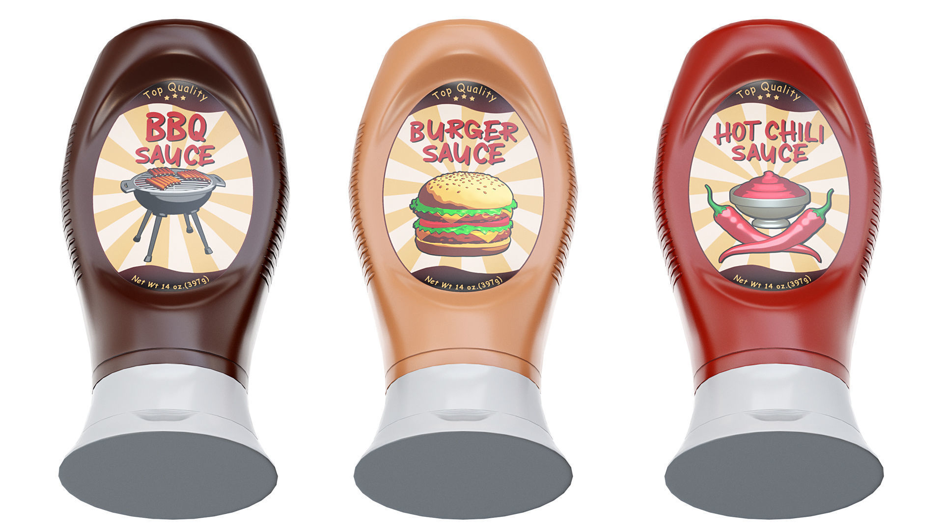 Cartoon Sauce Bottles Game Ready Low-poly 3D model_7