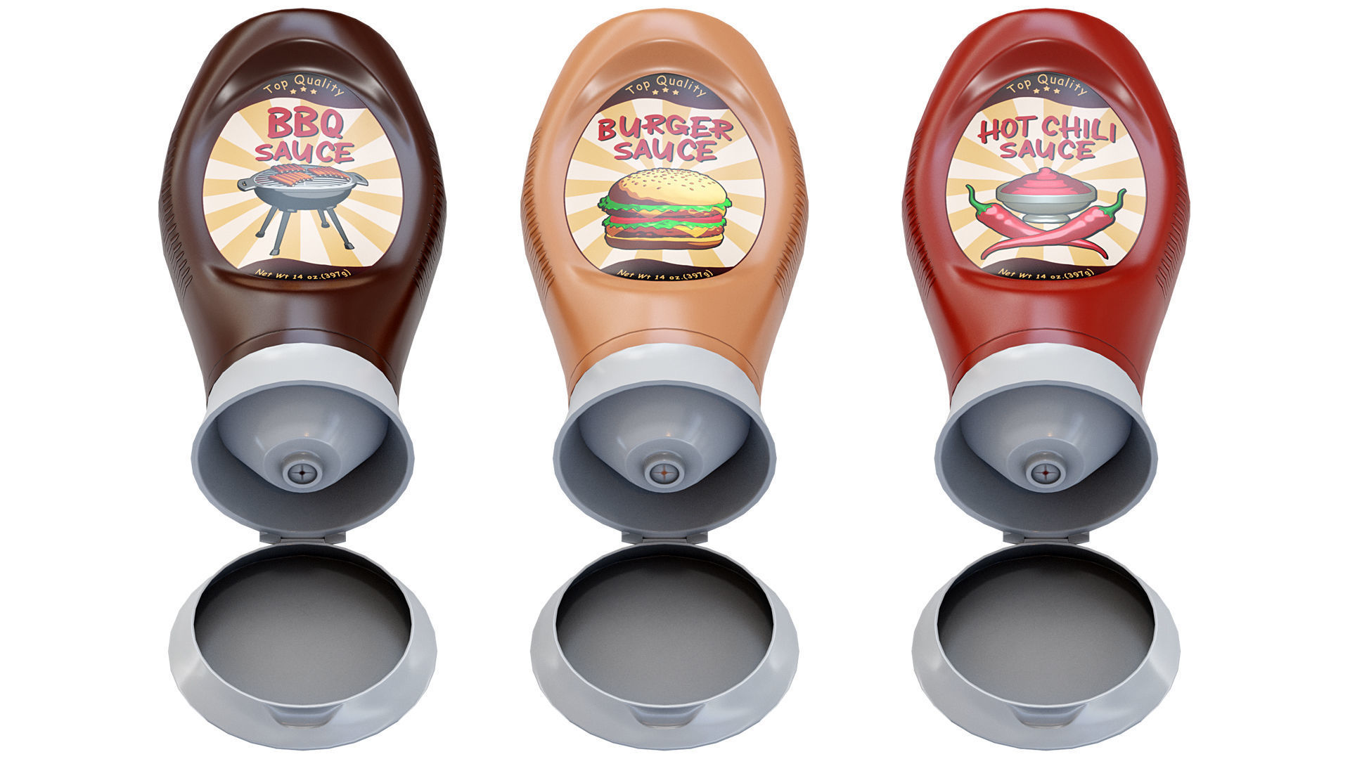 Cartoon Sauce Bottles Game Ready Low-poly 3D model_8