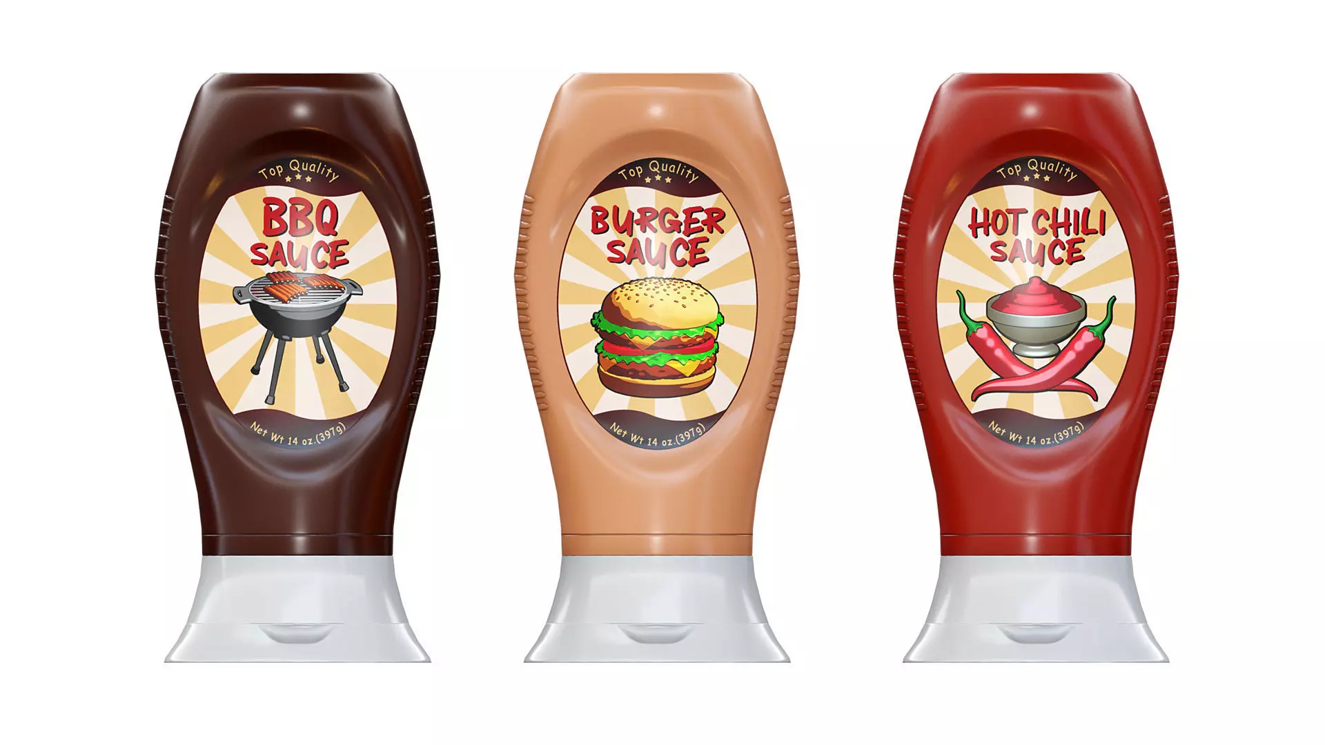 Cartoon Sauce Bottles Game Ready Low-poly 3D model_0