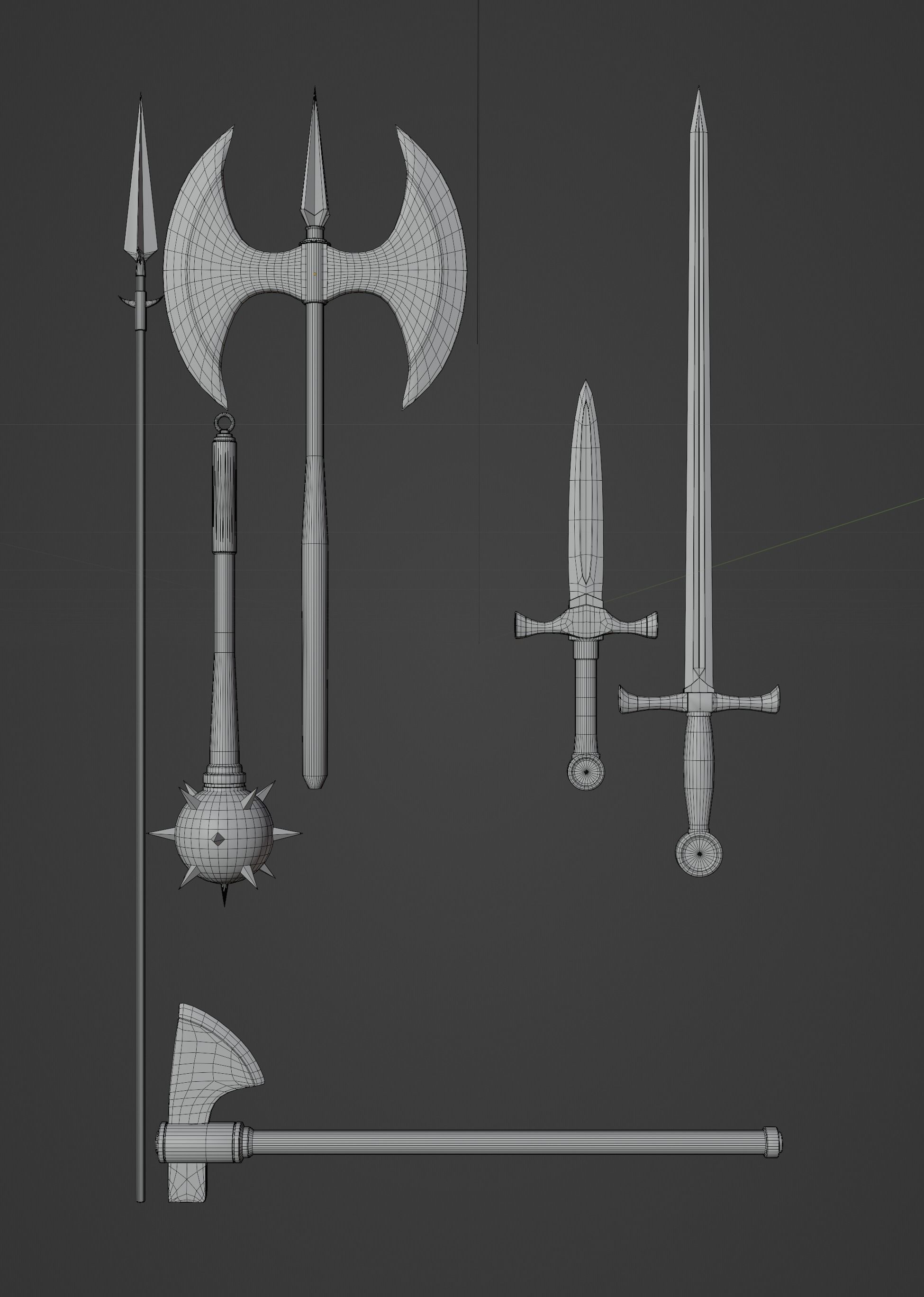 3D Medieval weapons Low-poly 3D model_1