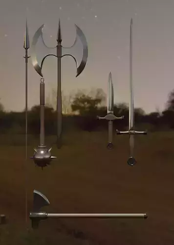 3D Medieval weapons Low-poly 3D model