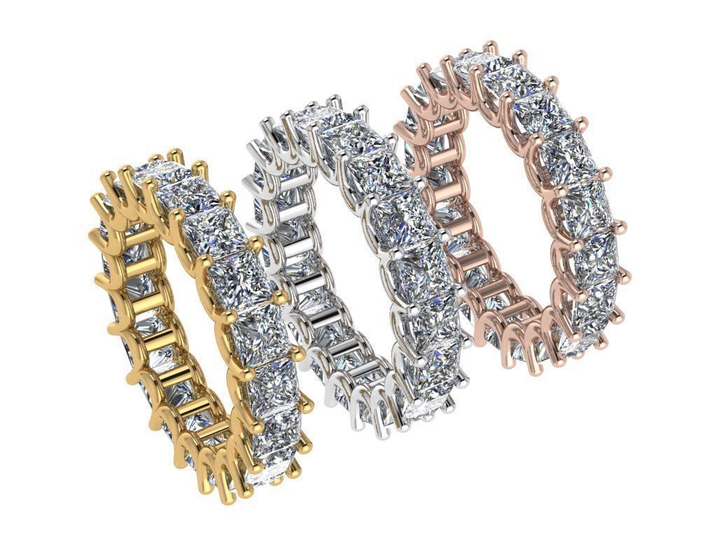 Ring335 princess cut diamond eternity ring gold 3D print model_4