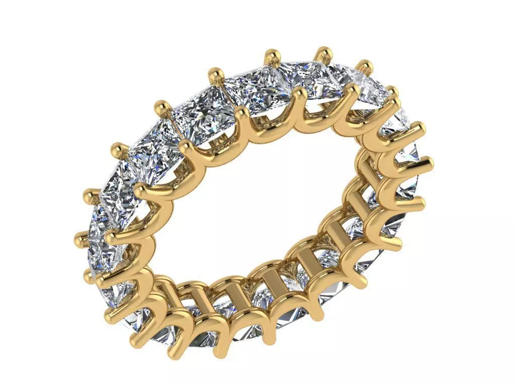 Ring335 princess cut diamond eternity ring gold 3D print model_0