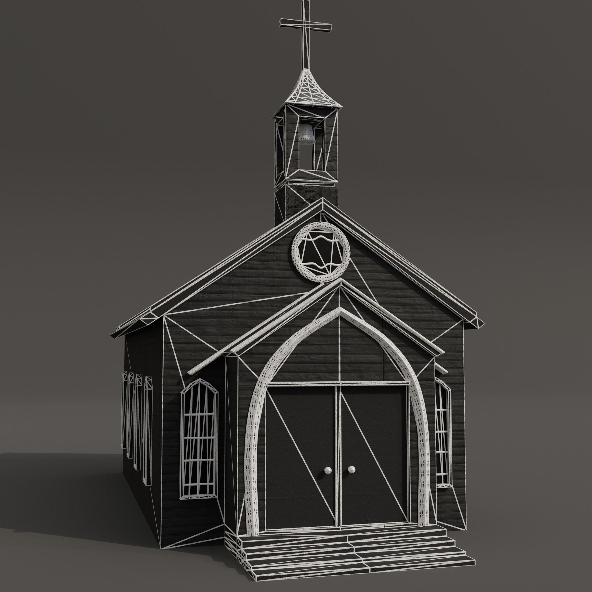 western church Low-poly 3D model_7