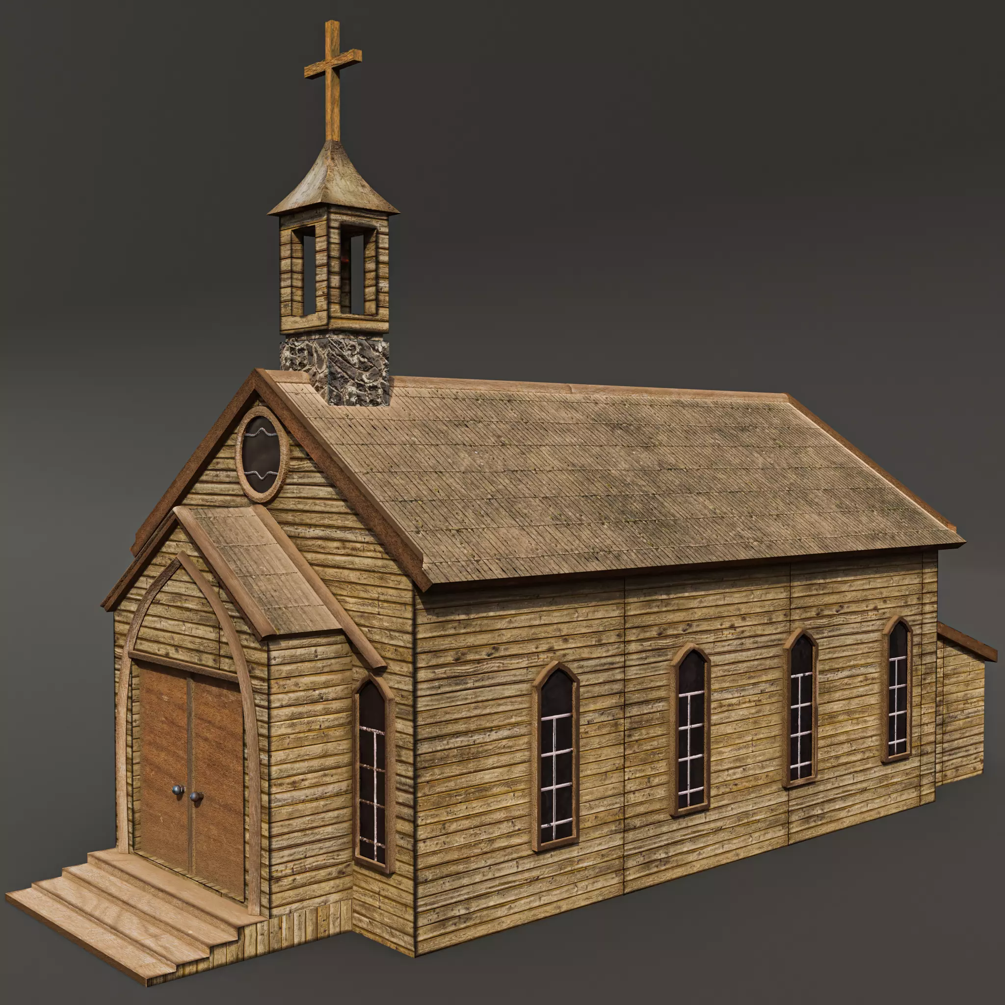 western church Low-poly 3D model_0