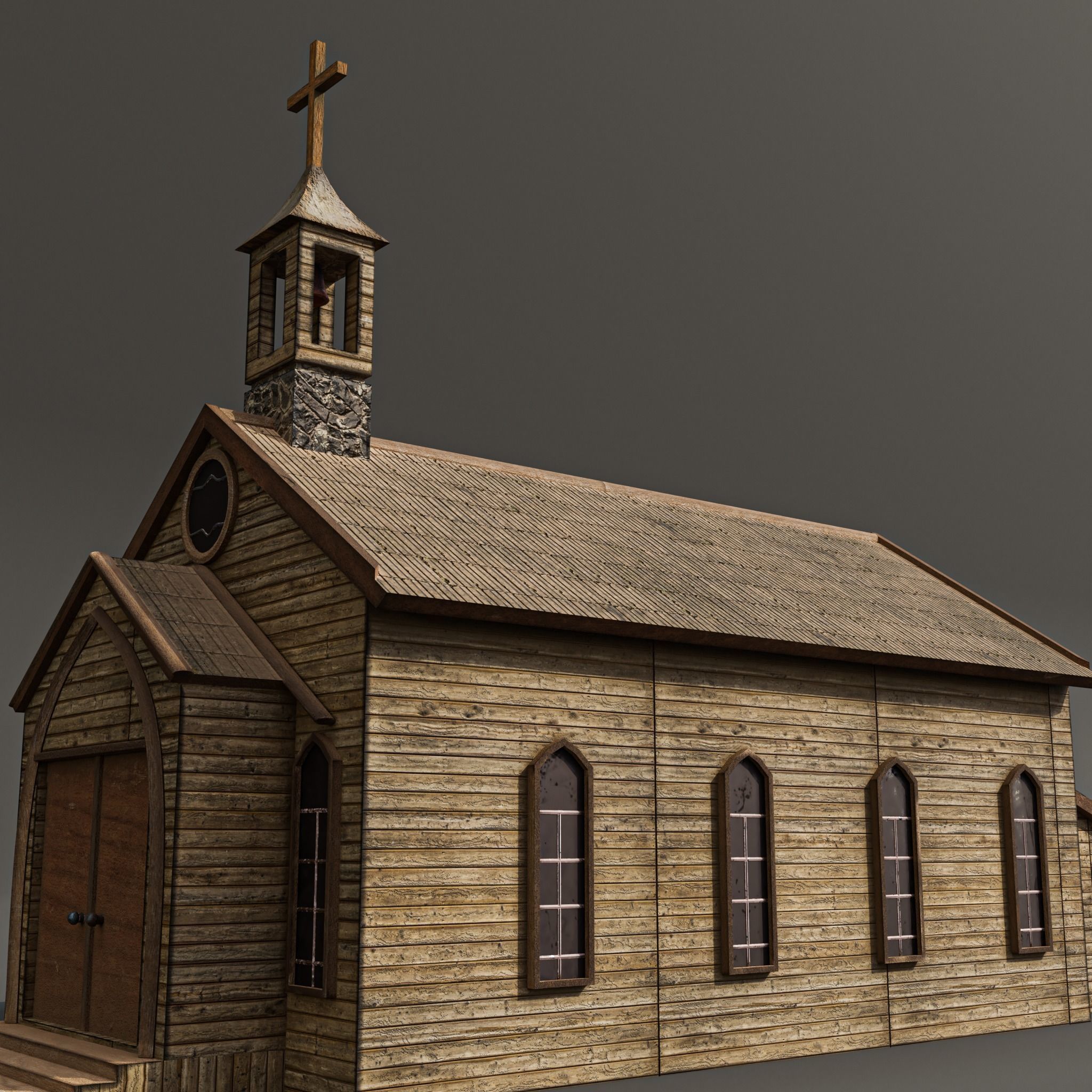 western church Low-poly 3D model_4