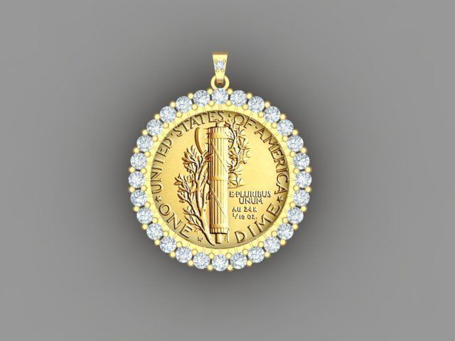 Coin Frame for Dime 3D print model_11