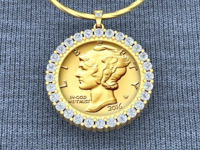 Coin Frame for Dime 3D print model_4