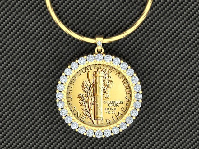 Coin Frame for Dime 3D print model_20